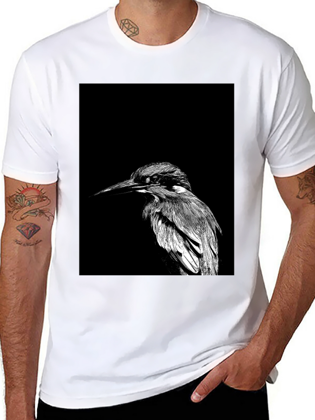 Monochrome Bird Graphic Tee - Stylish Black T-Shirt