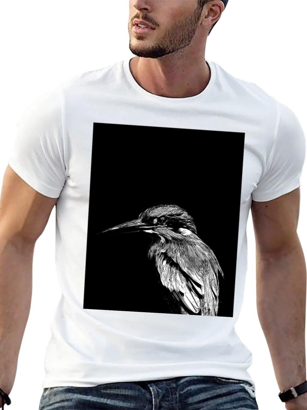 Monochrome Bird Graphic Tee - Stylish Black T-Shirt