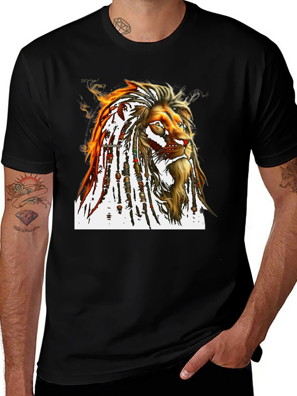 Lion Dreadlocks T-Shirt - Black