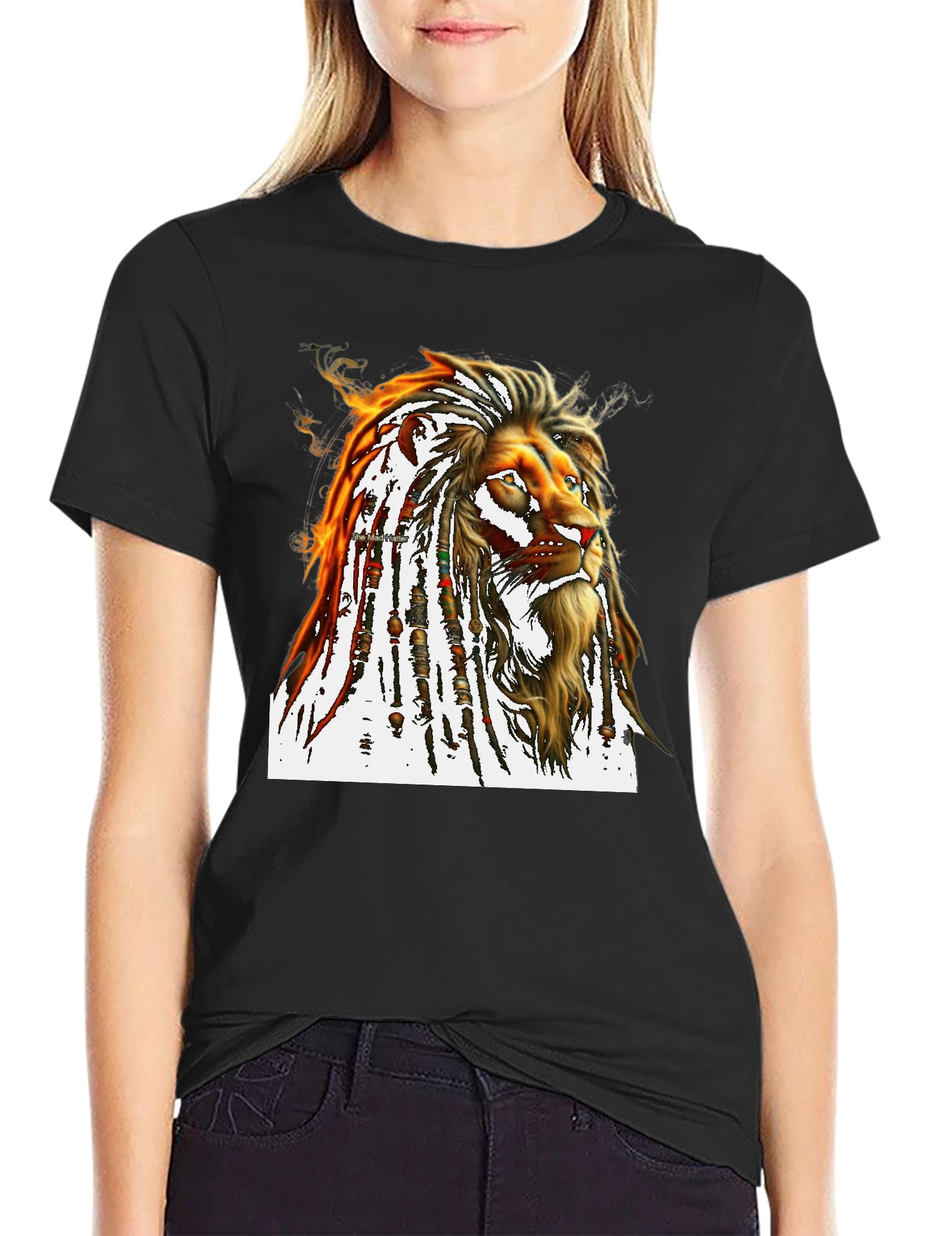Lion Dreadlocks T-Shirt - Black