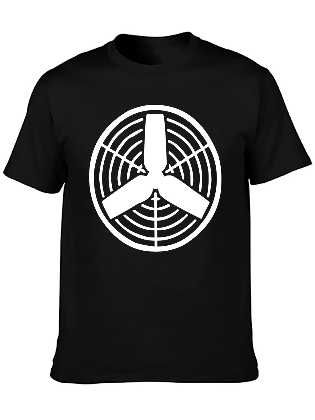 Modern Fan Design Black T-Shirt