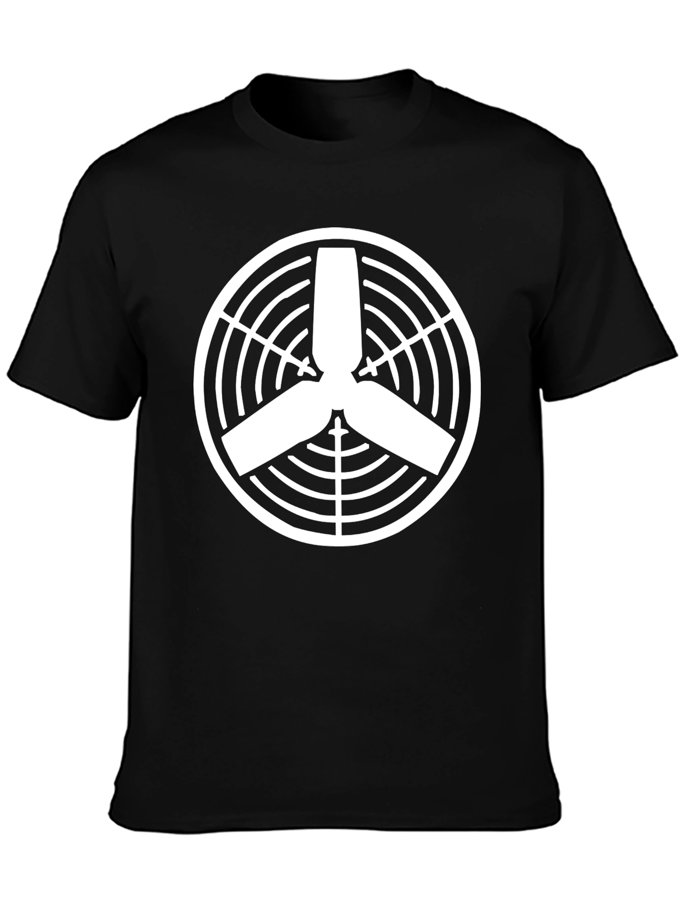 Modern Fan Design Black T-Shirt