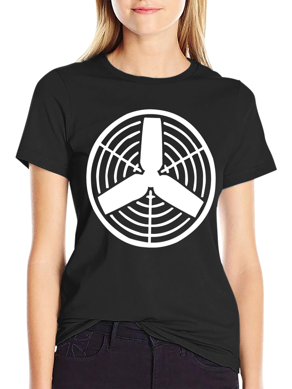 Modern Fan Design Black T-Shirt