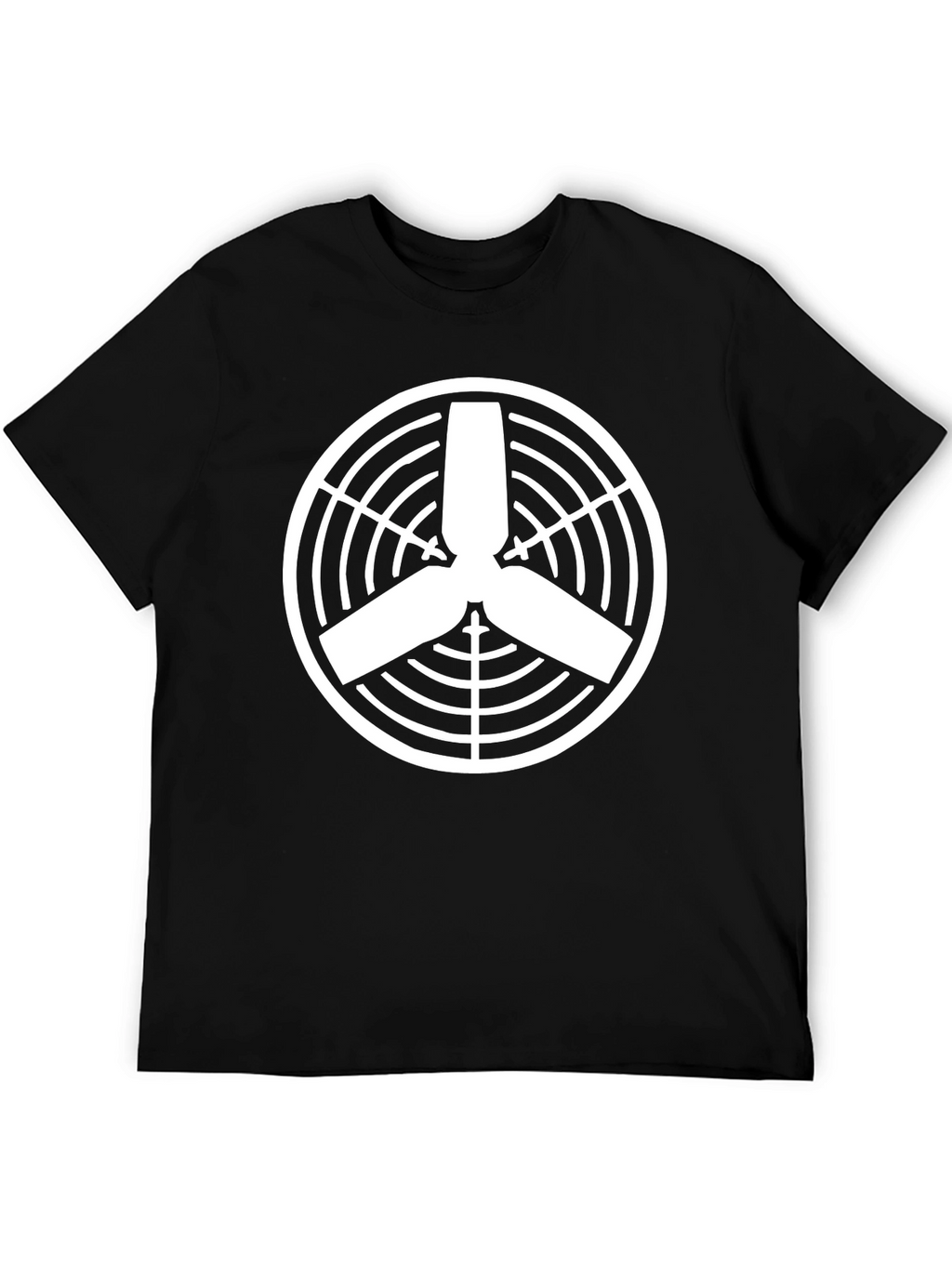 Modern Fan Design Black T-Shirt