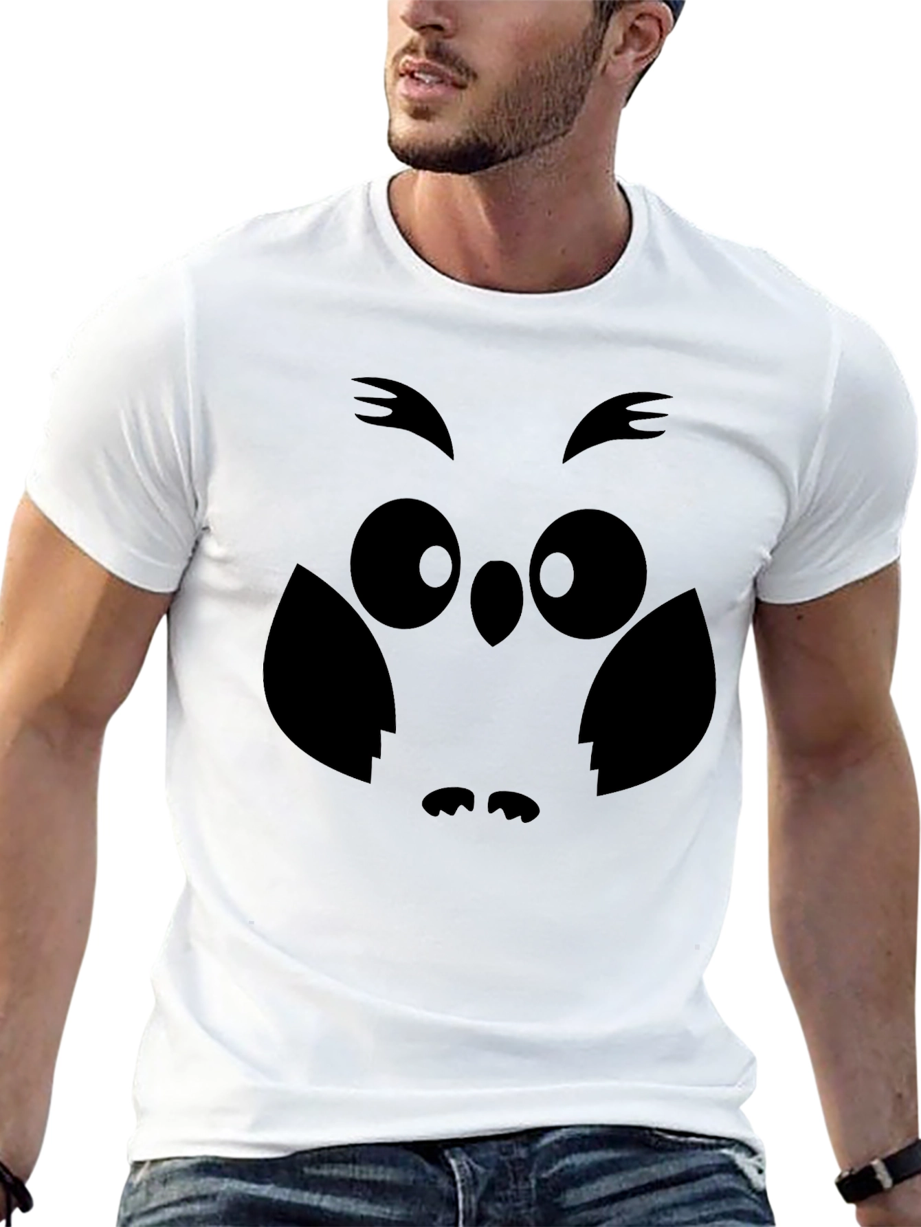 Owl Graphic Print Mens Black T-Shirt