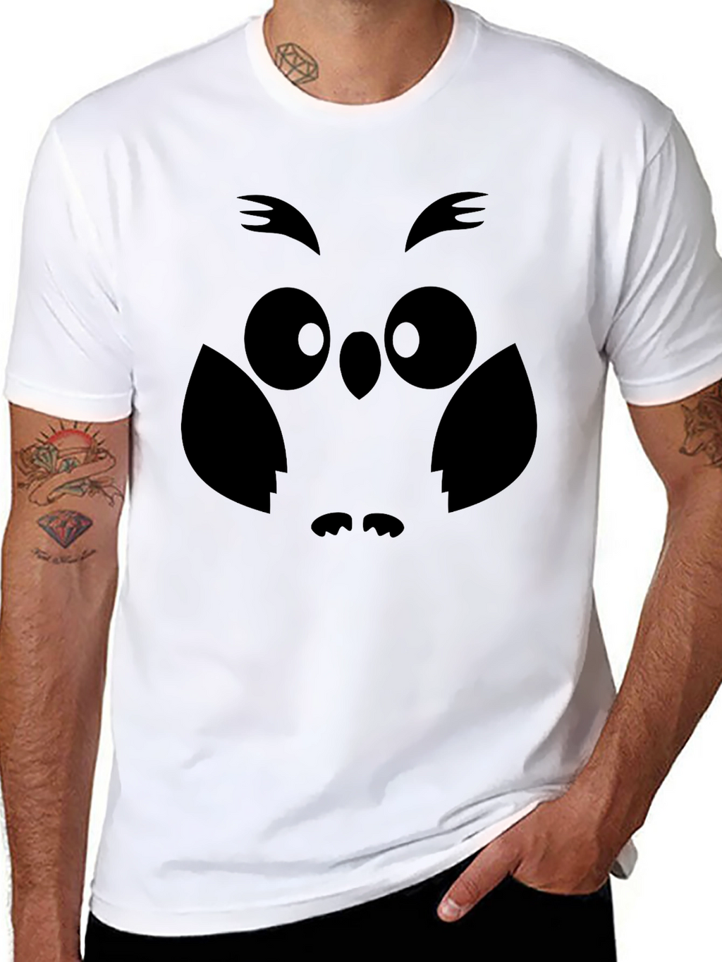 Owl Graphic Print Mens Black T-Shirt