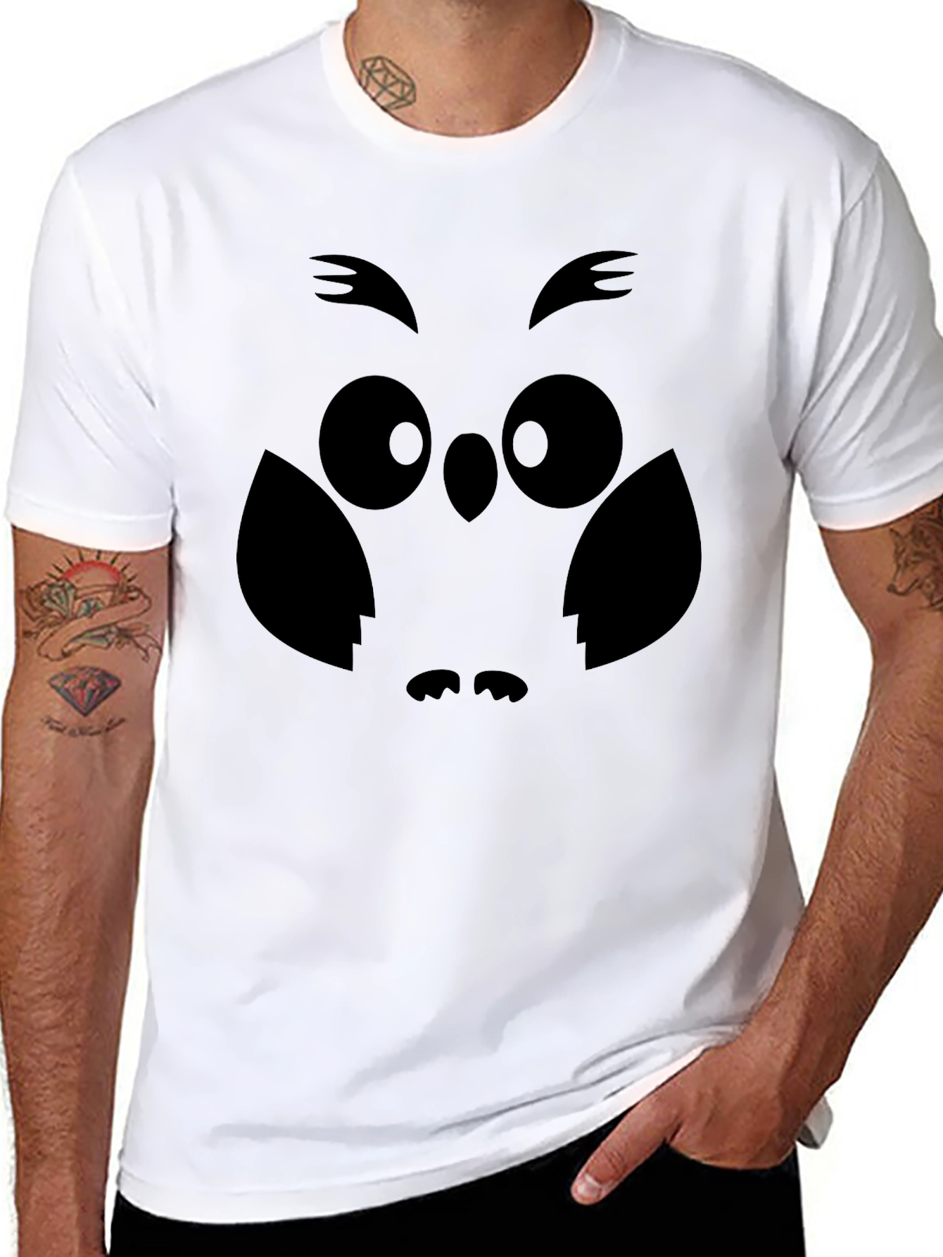 Owl Graphic Print Mens Black T-Shirt