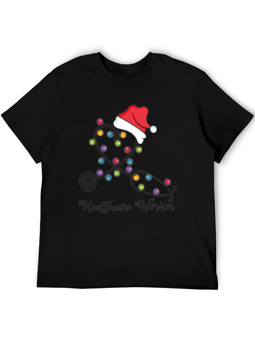 Healthcare Worker Christmas Lights Stethoscope T-Shirt