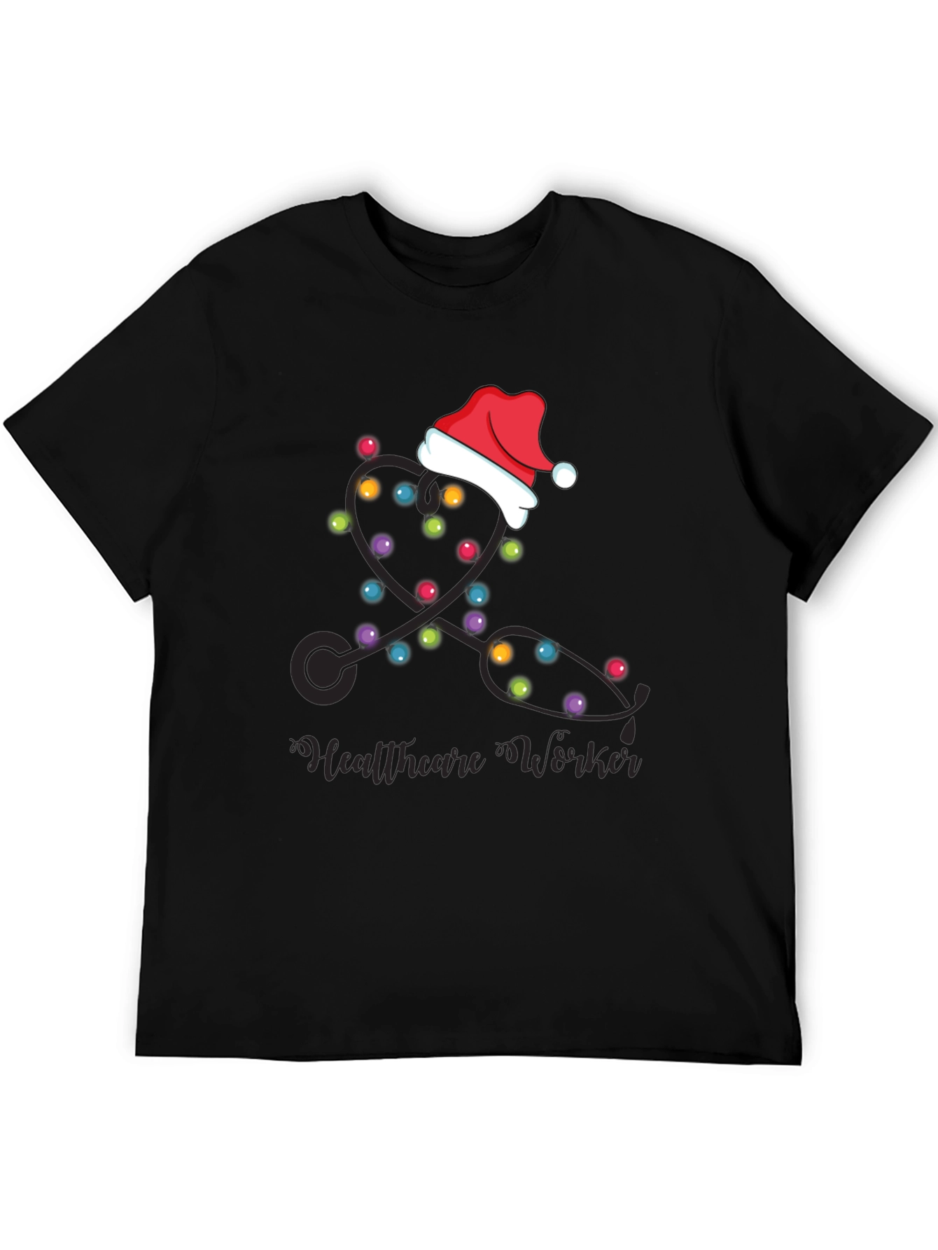 Healthcare Worker Christmas Lights Stethoscope T-Shirt