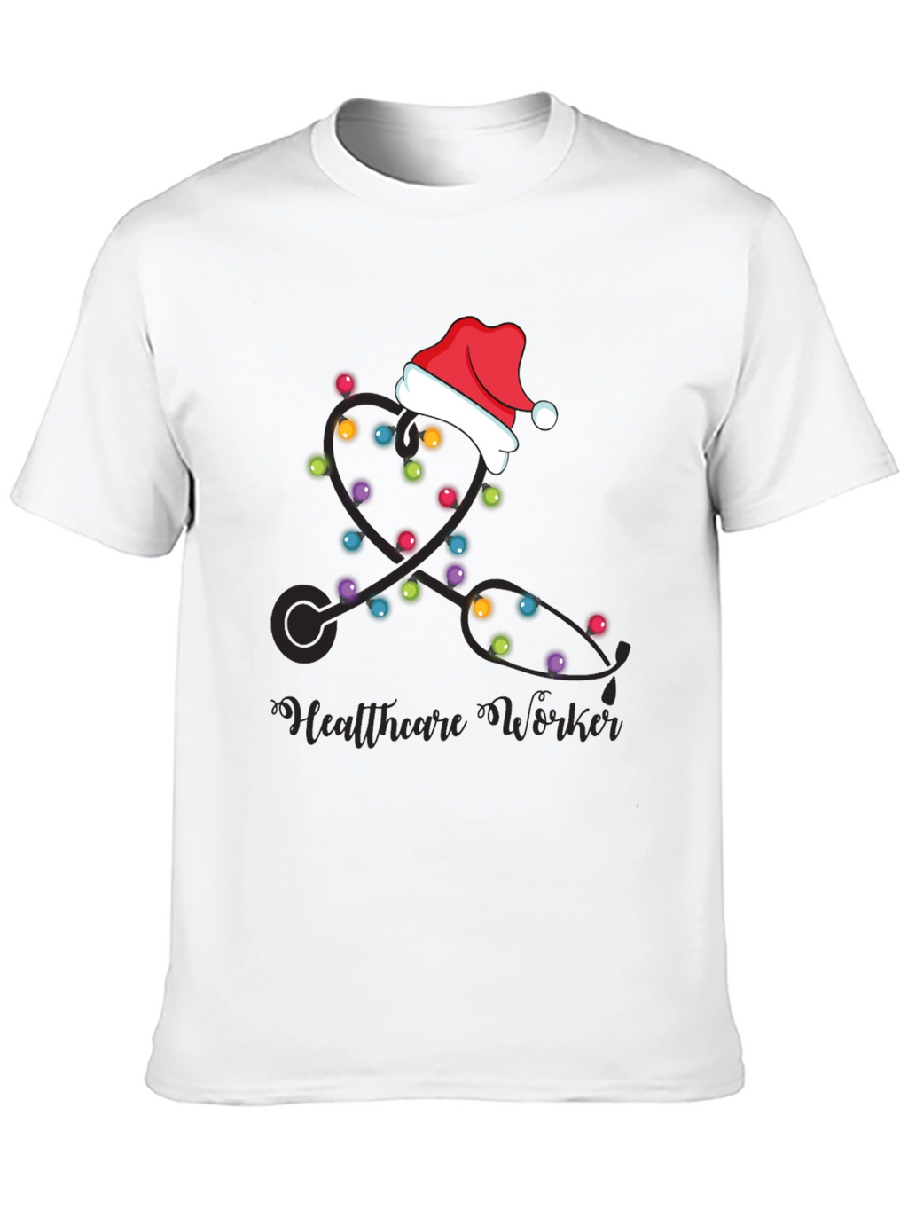Healthcare Worker Christmas Lights Stethoscope T-Shirt