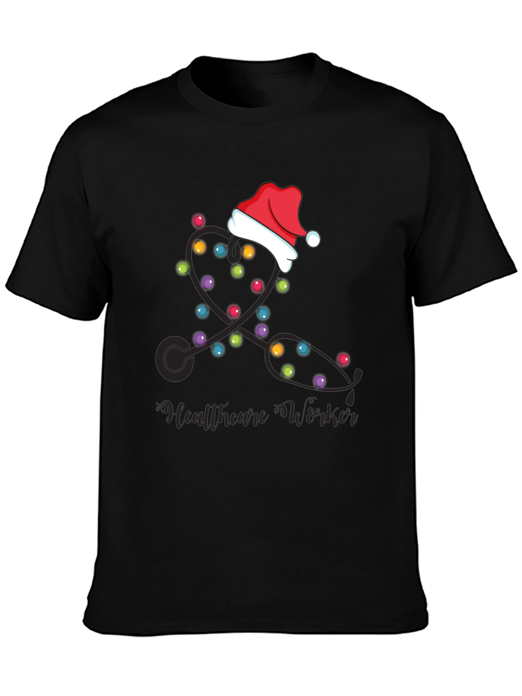 Healthcare Worker Christmas Lights Stethoscope T-Shirt