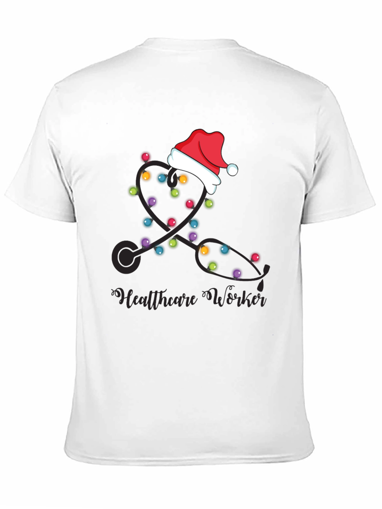 Healthcare Worker Christmas Lights Stethoscope T-Shirt