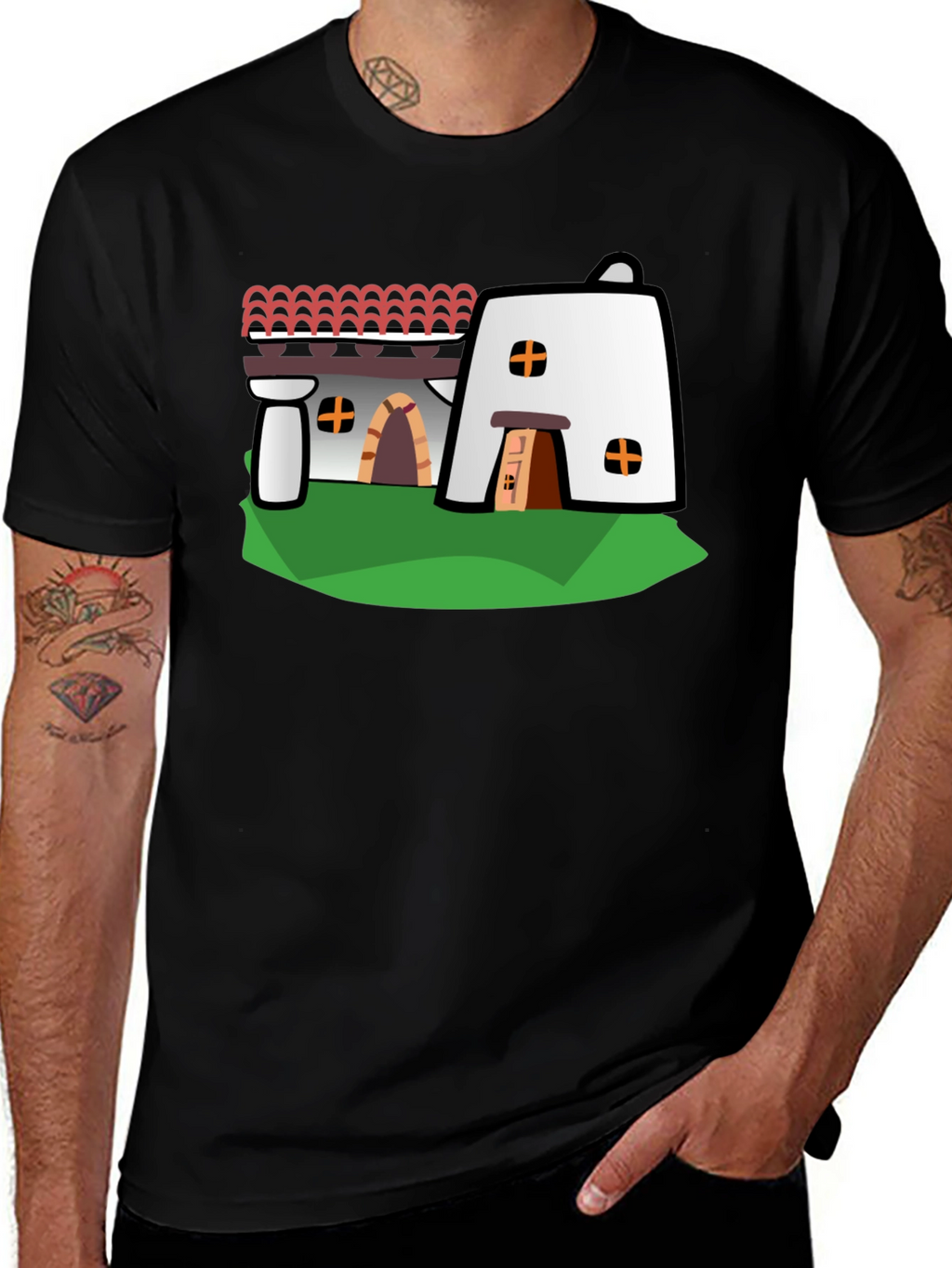 Adobe Style House Black T-Shirt