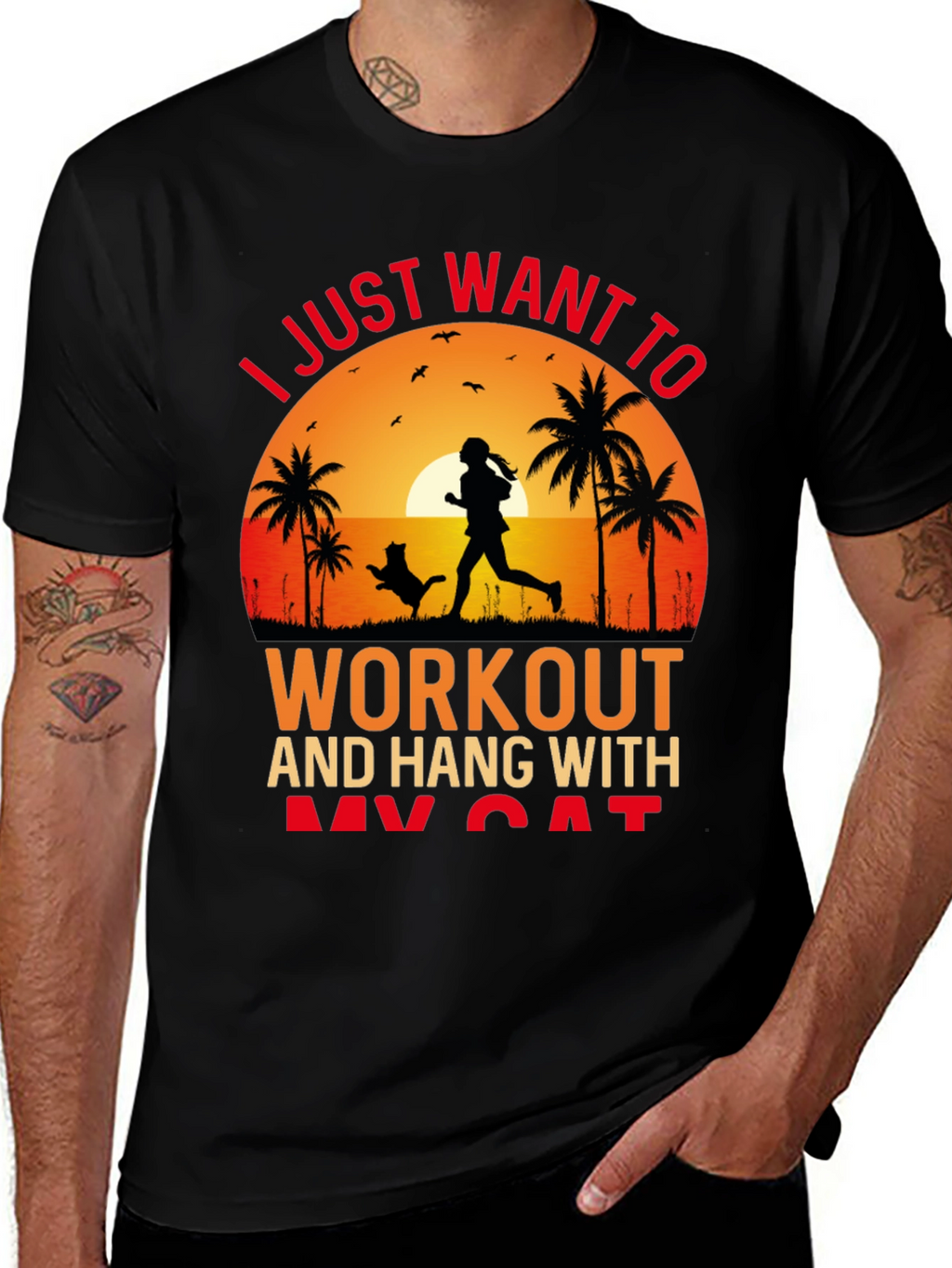 Workout and Cat T-Shirt