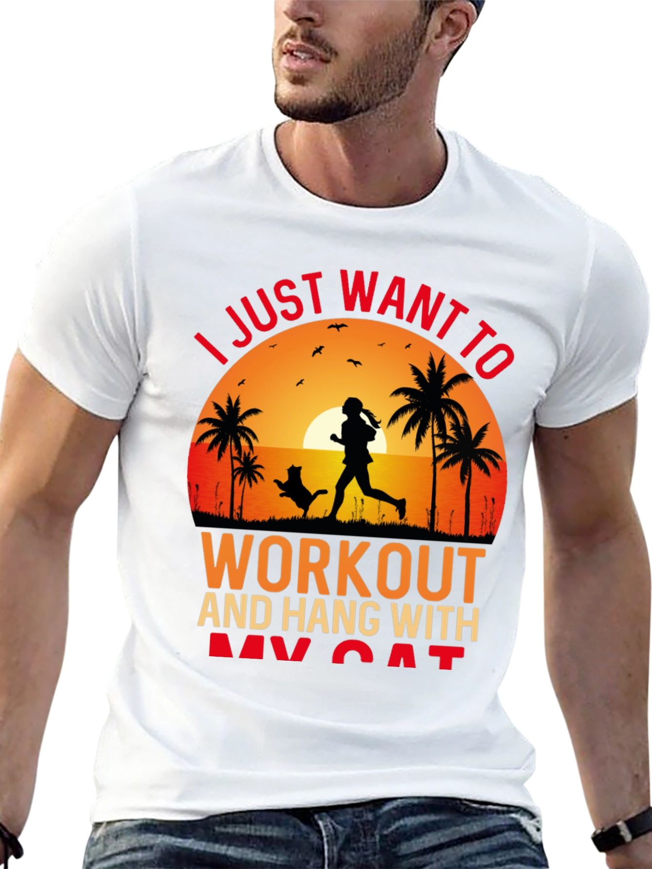 Workout and Cat T-Shirt