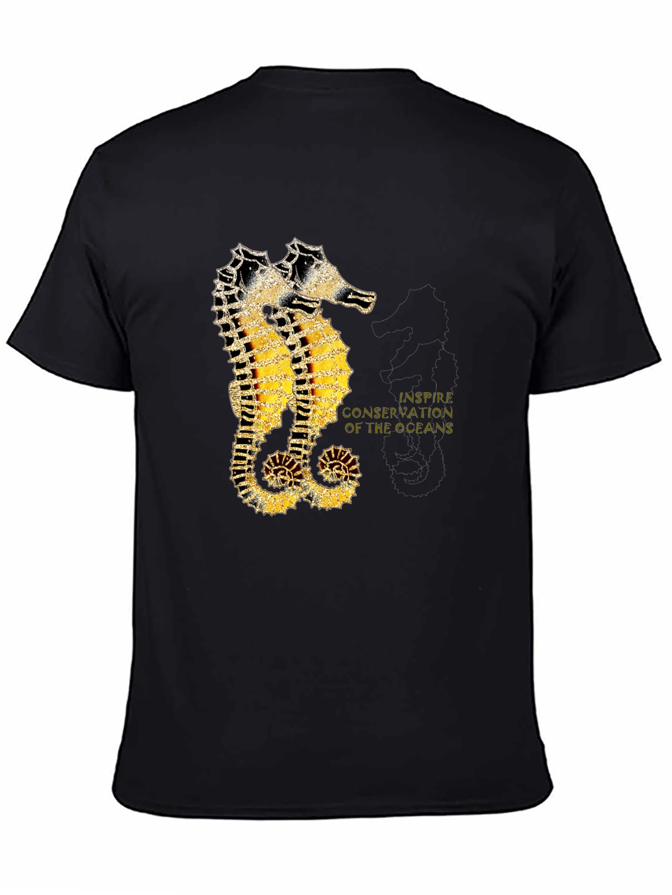 Seahorse Inspire Oceans Conservation Black T-Shirt