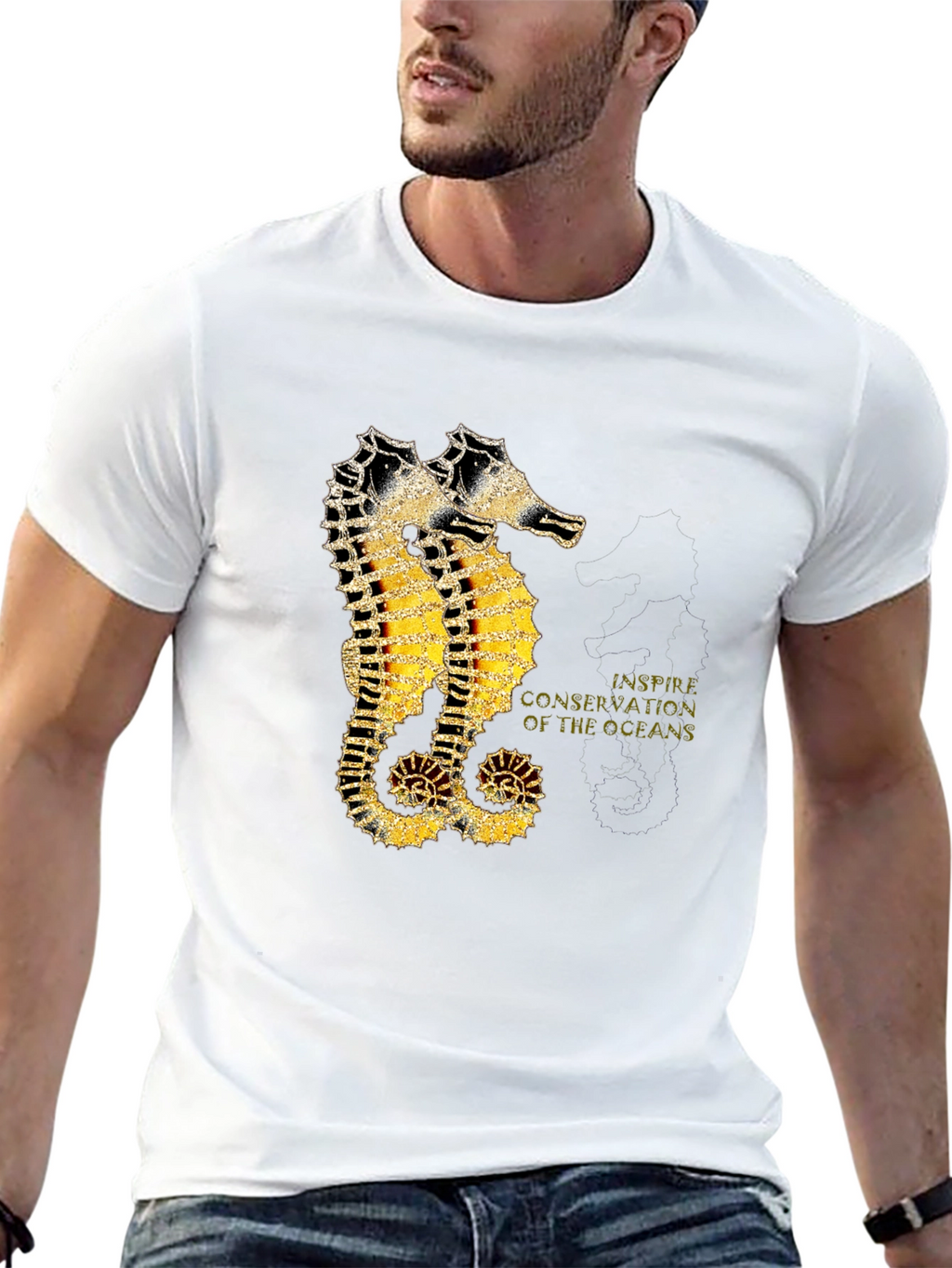 Seahorse Inspire Oceans Conservation Black T-Shirt