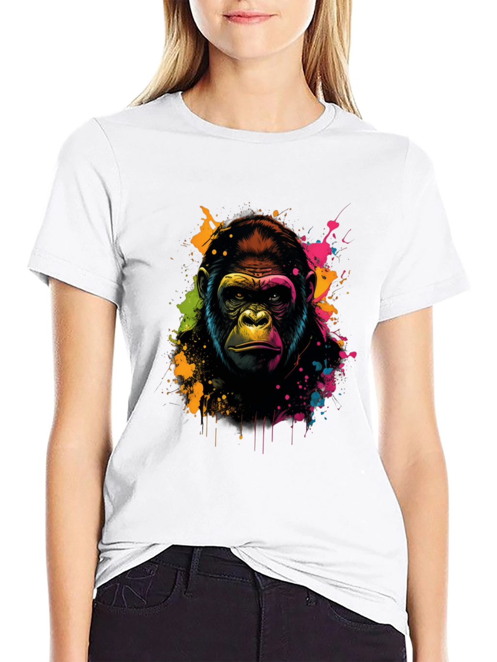 Vibrant Gorilla Graphic Tee - Black