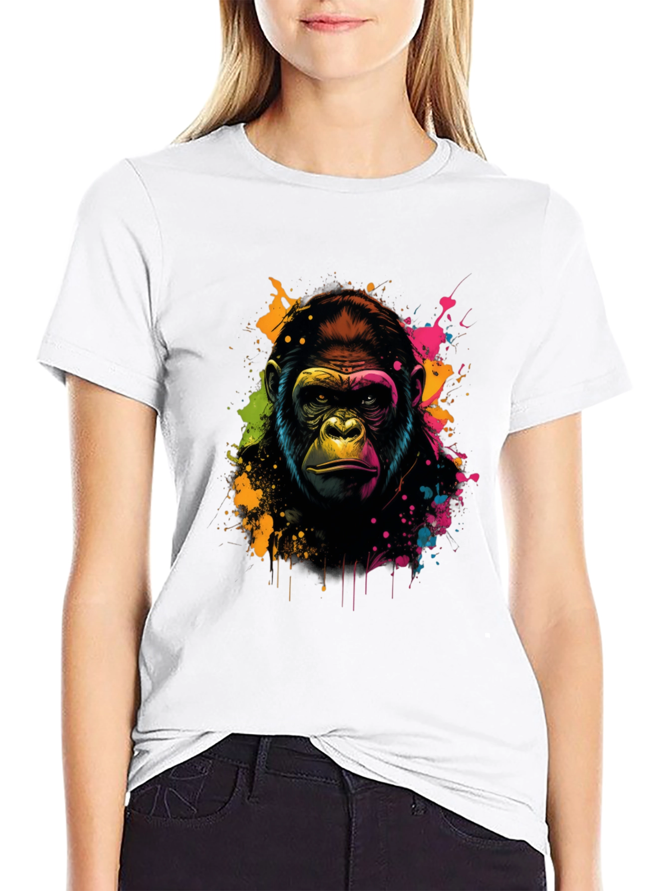 Vibrant Gorilla Graphic Tee - Black