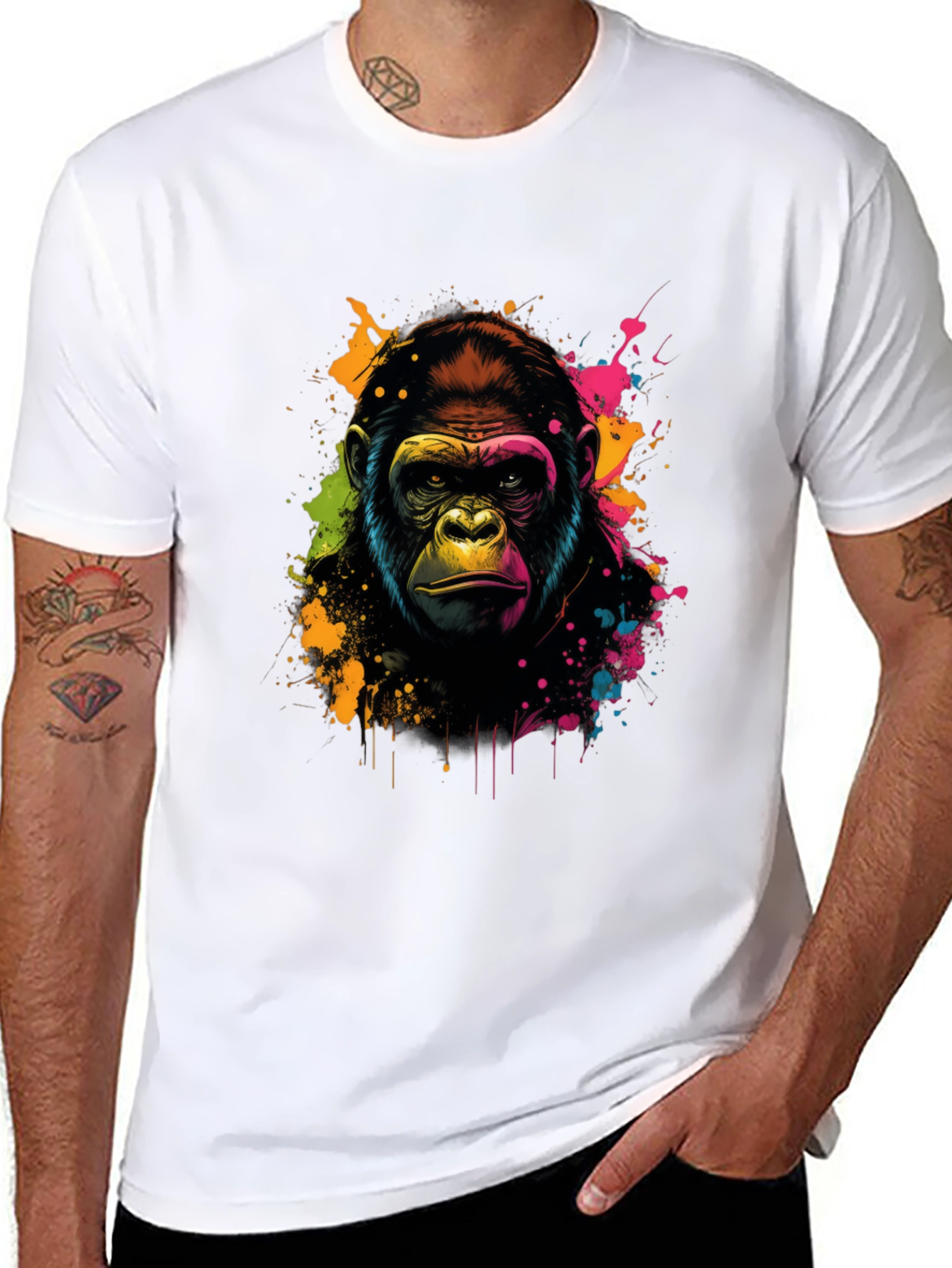 Vibrant Gorilla Graphic Tee - Black