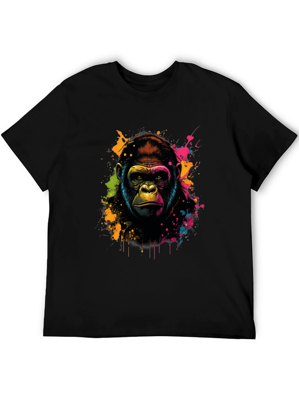 Vibrant Gorilla Graphic Tee - Black