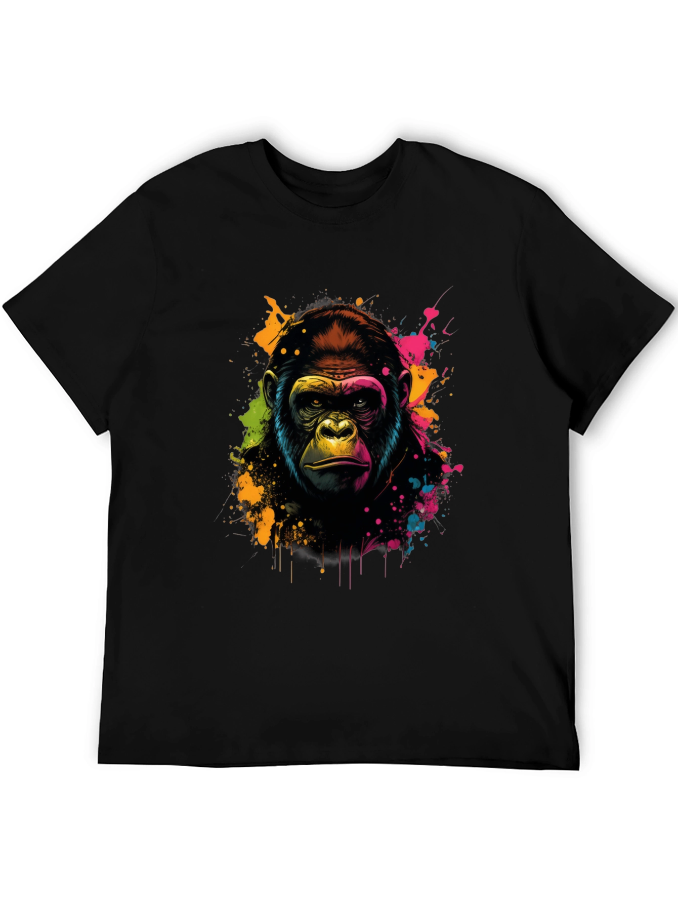 Vibrant Gorilla Graphic Tee - Black