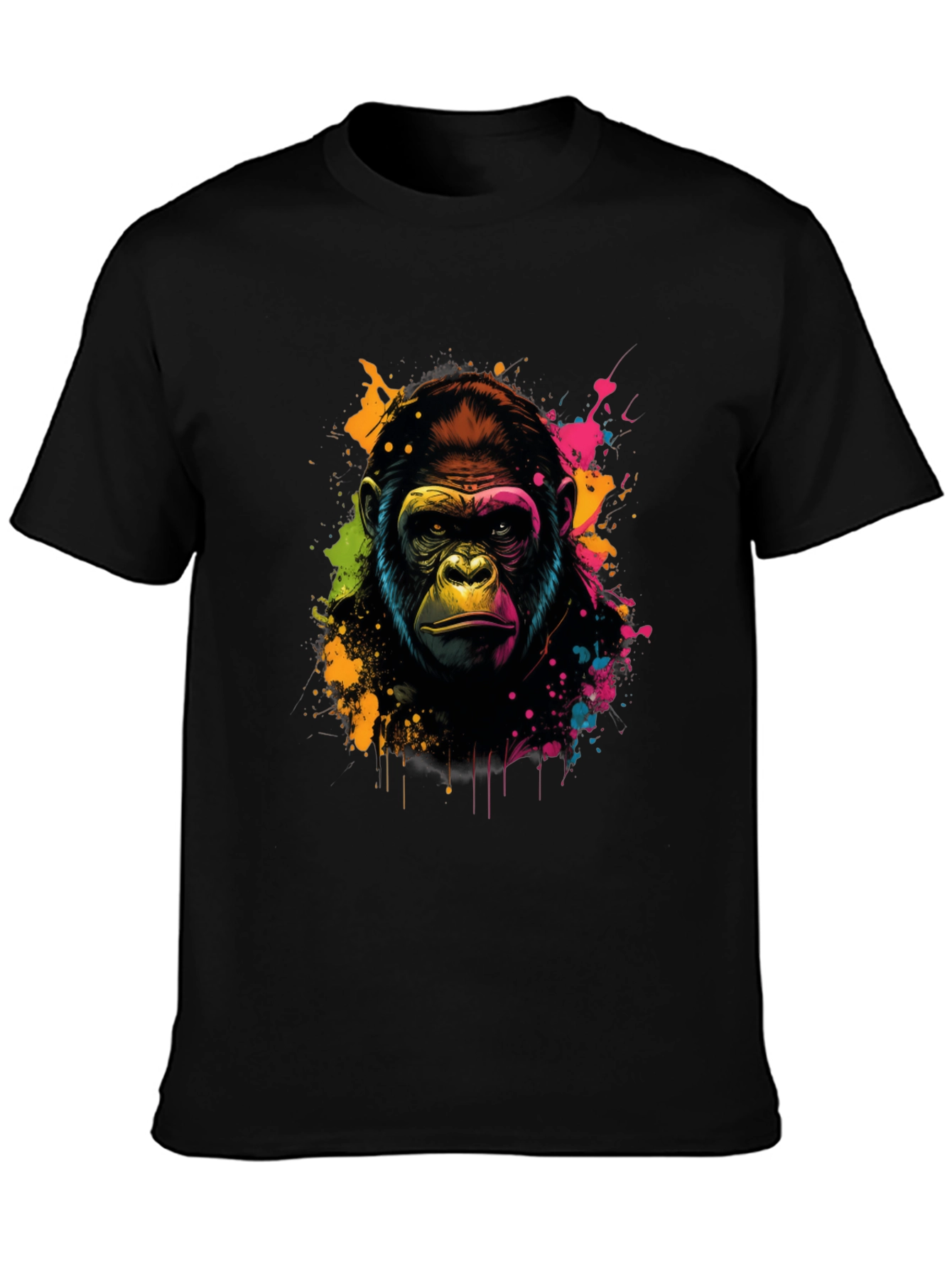 Vibrant Gorilla Graphic Tee - Black