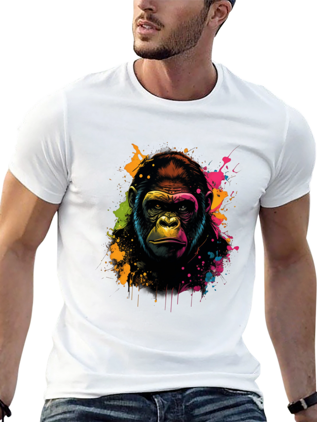 Vibrant Gorilla Graphic Tee - Black