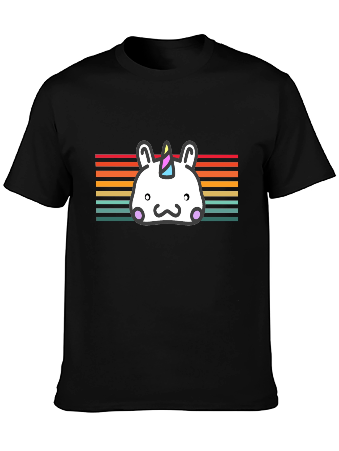 Kawaii Unicorn T-Shirt - Retro Striped Tee