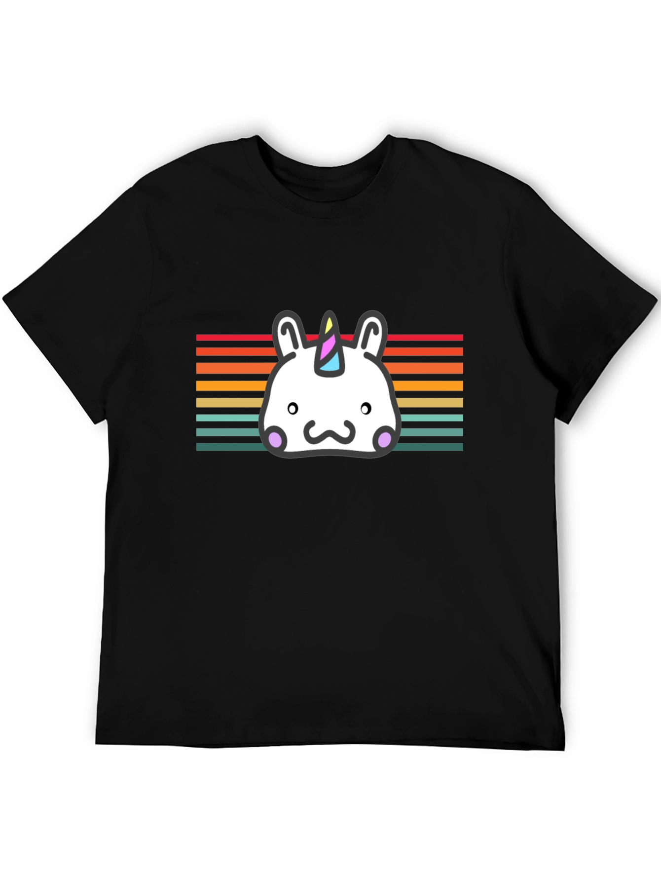 Kawaii Unicorn T-Shirt - Retro Striped Tee