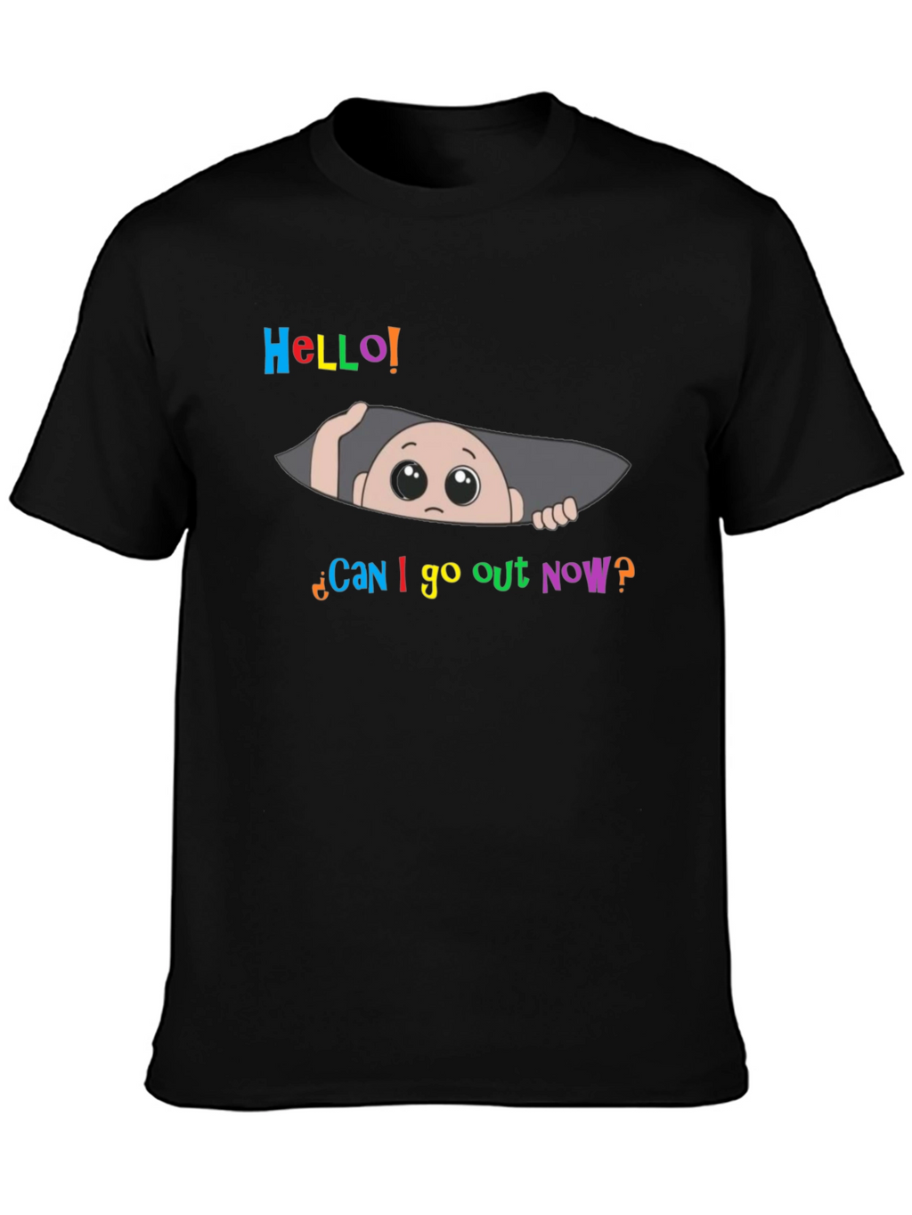 Hello! Baby Peek-a-Boo Black Graphic T-Shirt