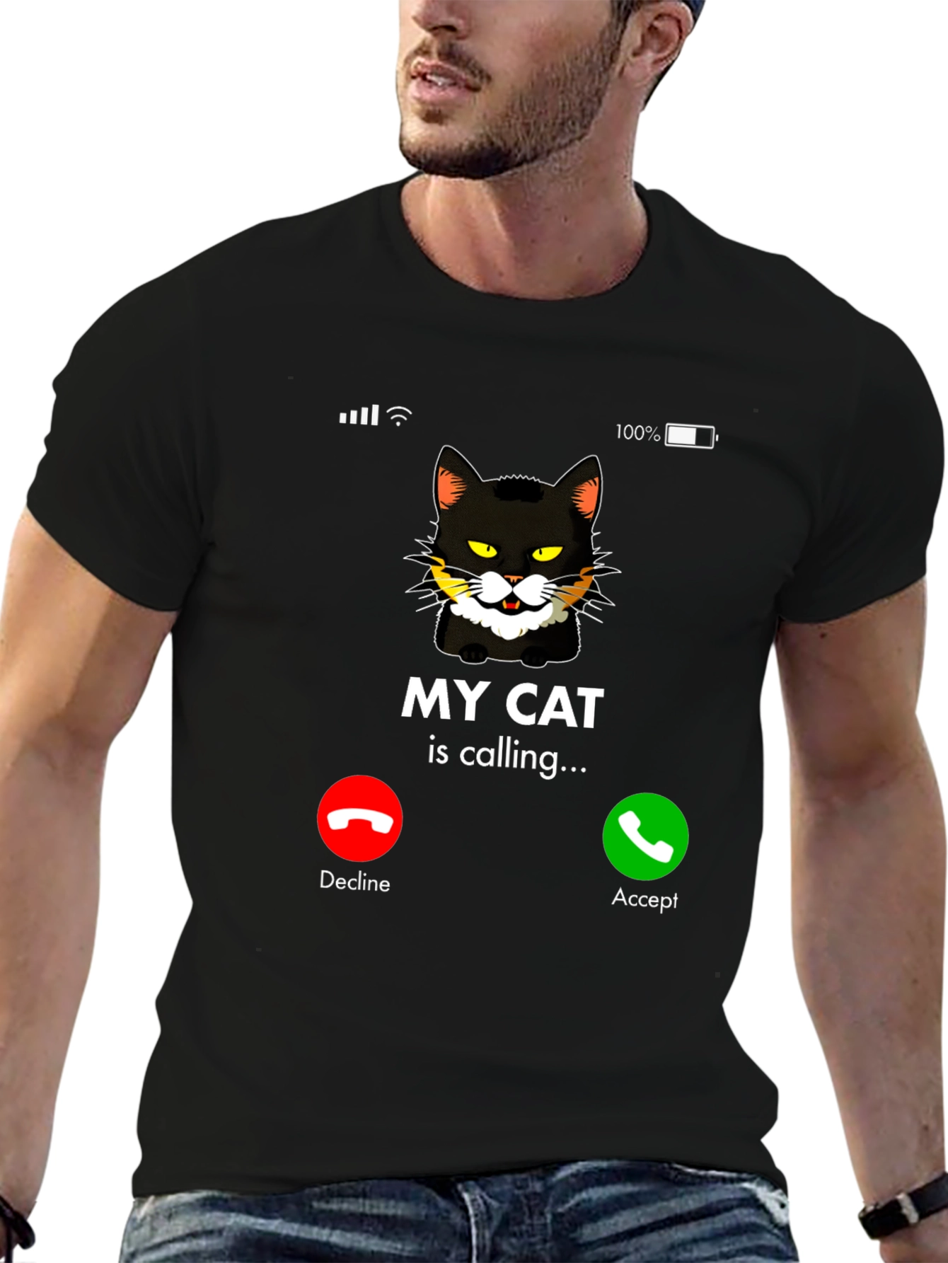 My Cat Is Calling Black Graphic T-Shirt
