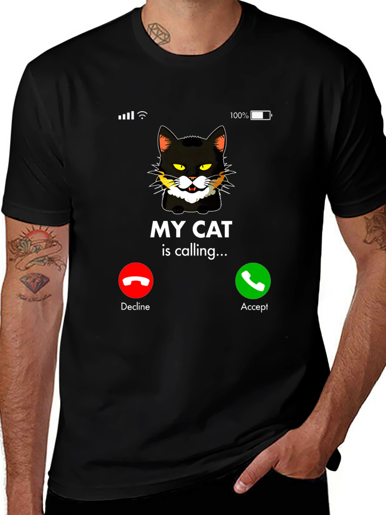 My Cat Is Calling Black Graphic T-Shirt