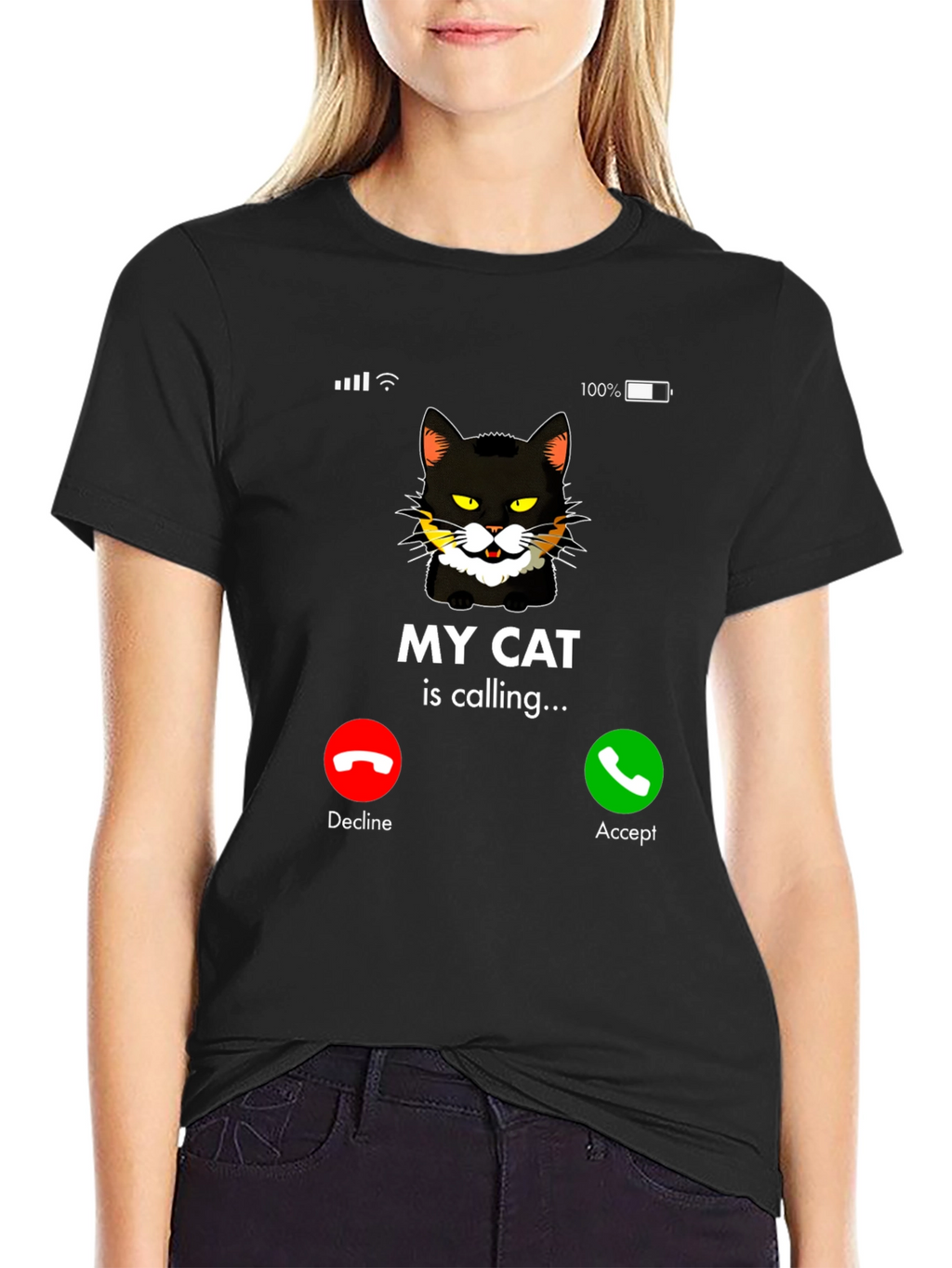 My Cat Is Calling Black Graphic T-Shirt