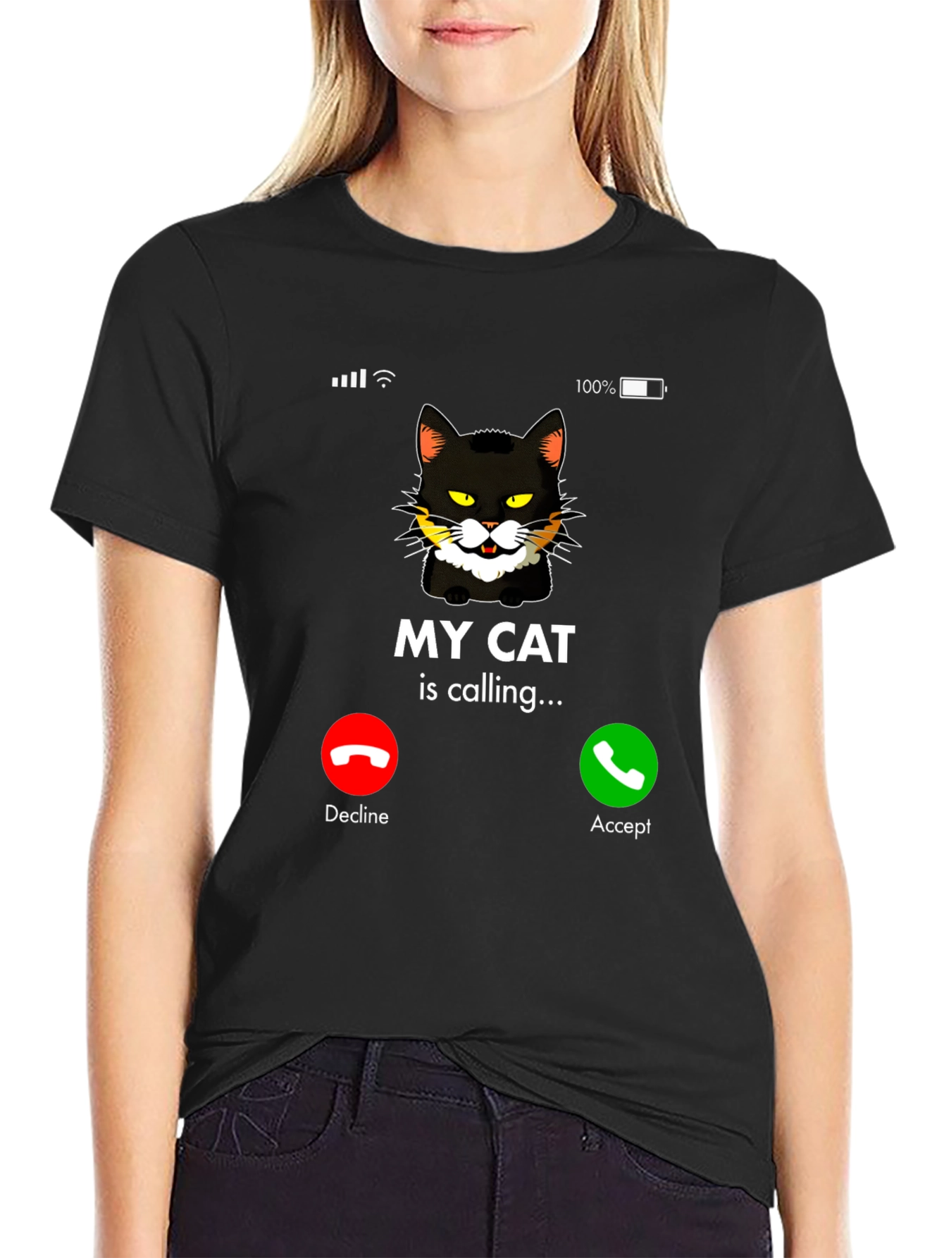 My Cat Is Calling Black Graphic T-Shirt