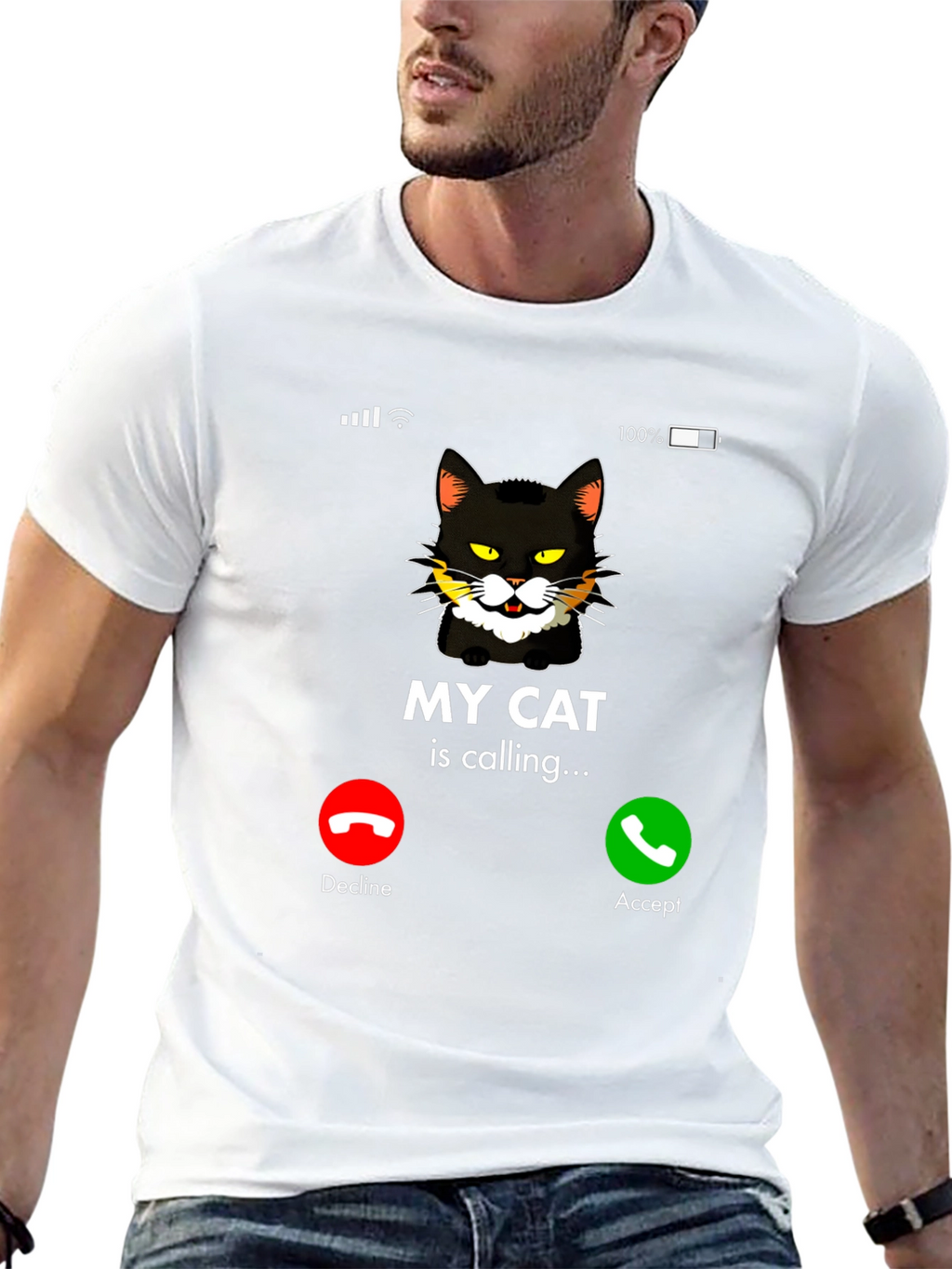 My Cat Is Calling Black Graphic T-Shirt