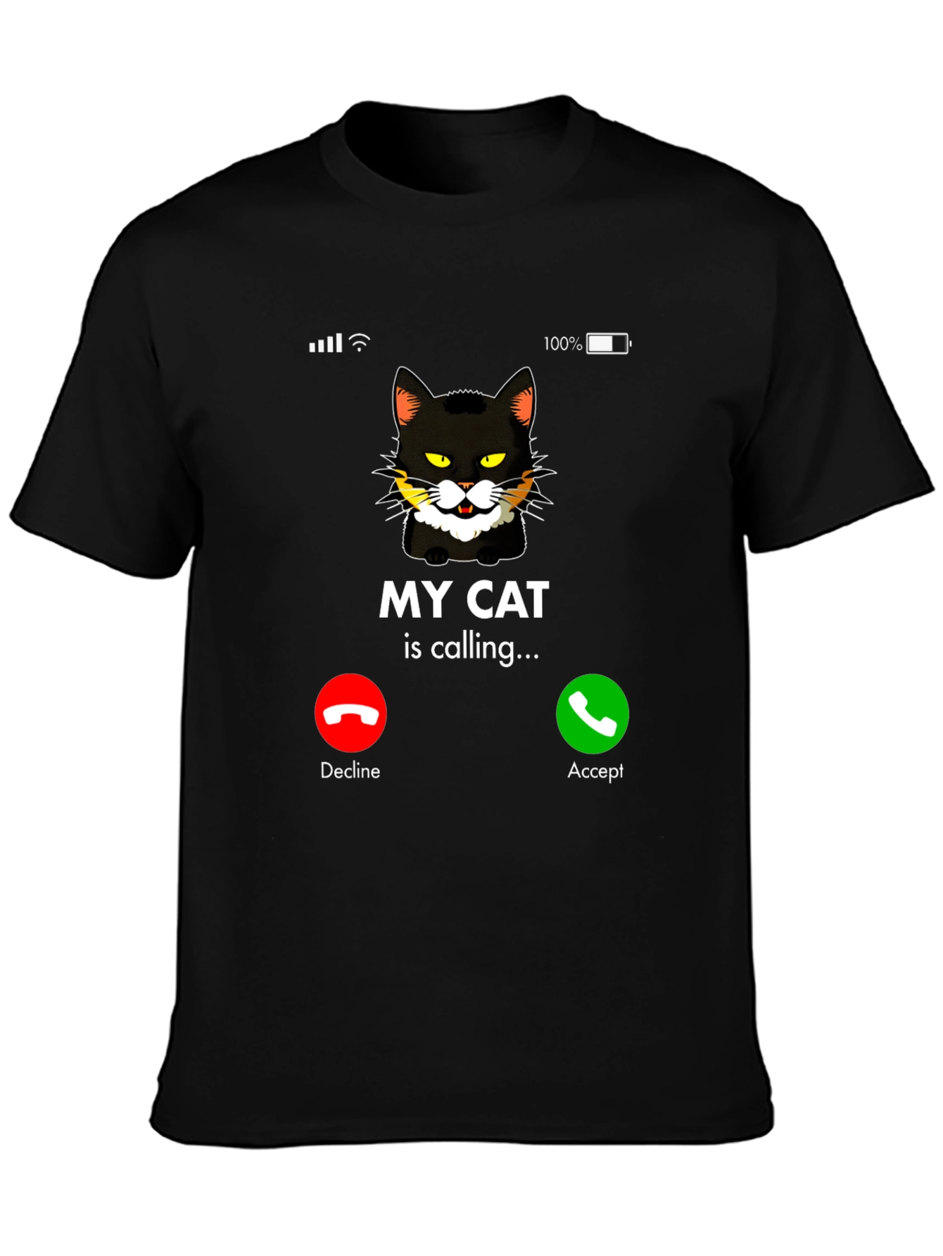 My Cat Is Calling Black Graphic T-Shirt