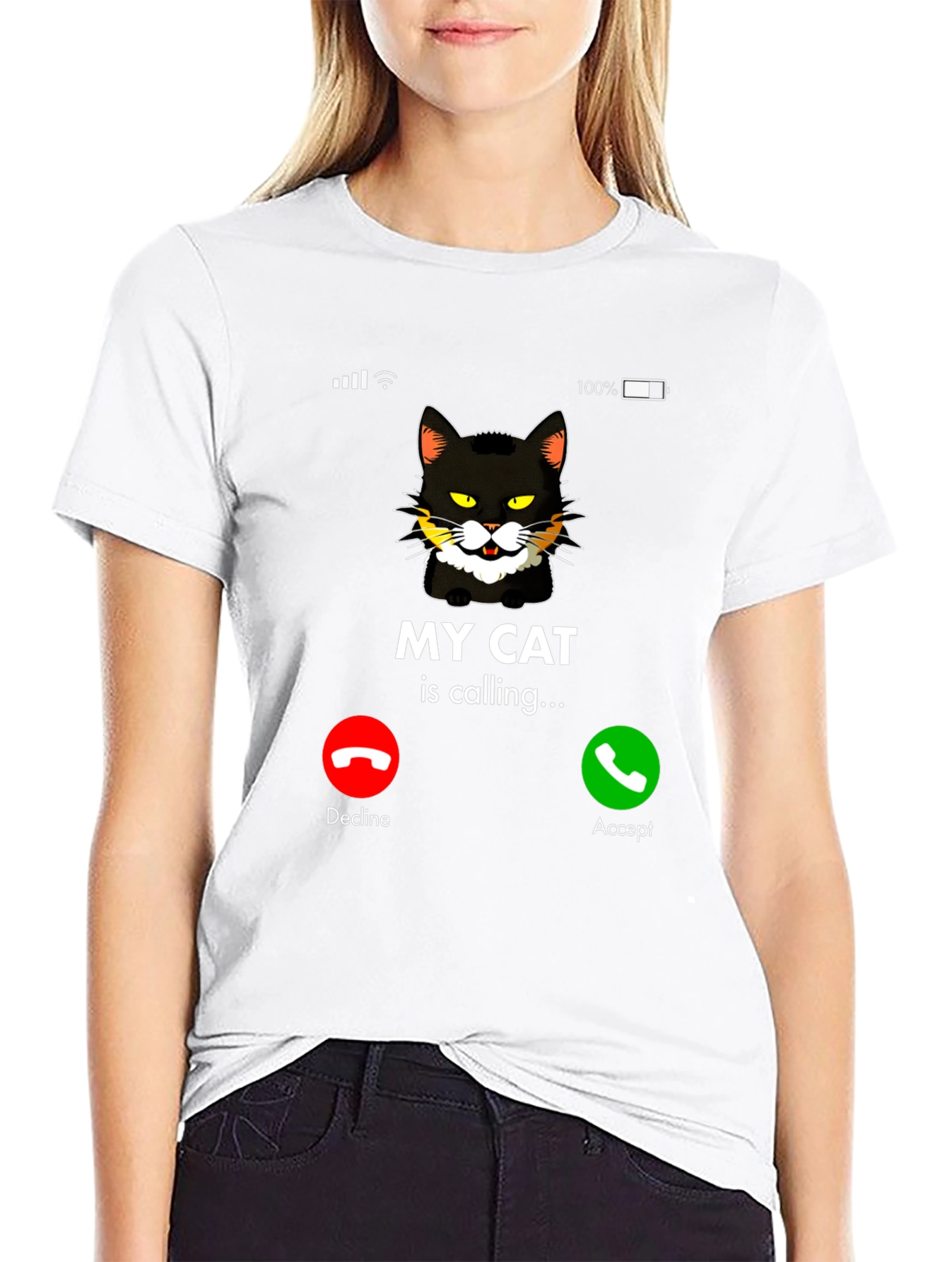 My Cat Is Calling Black Graphic T-Shirt