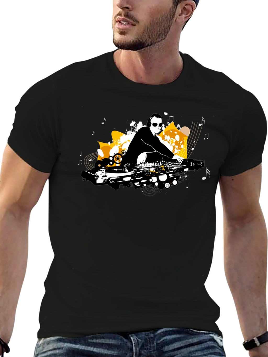 DJ Graphic Tee - Black Cotton Shirt