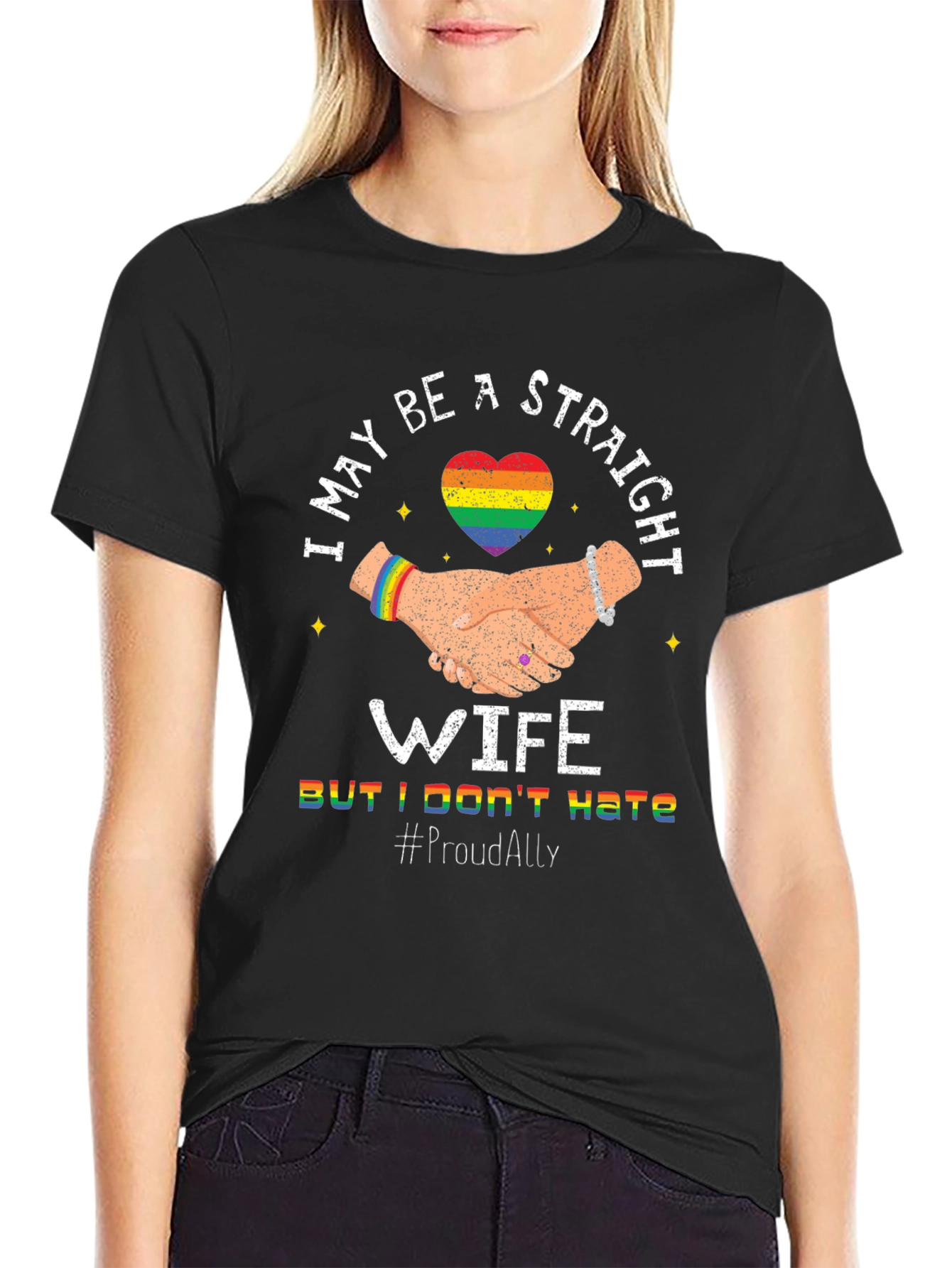 Straight Wife Proud Ally LGBTQ+ T-Shirt