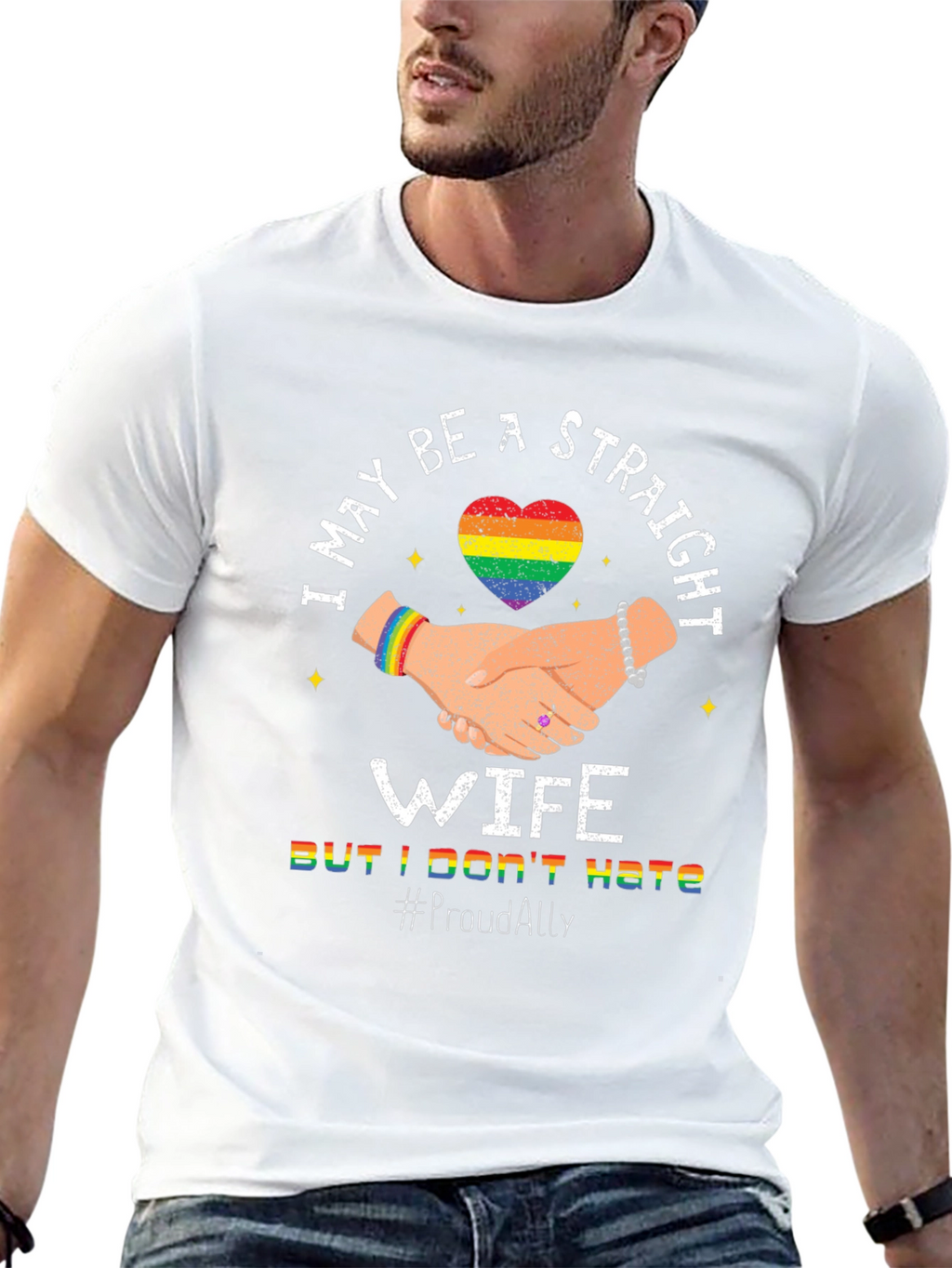 Straight Wife Proud Ally LGBTQ+ T-Shirt