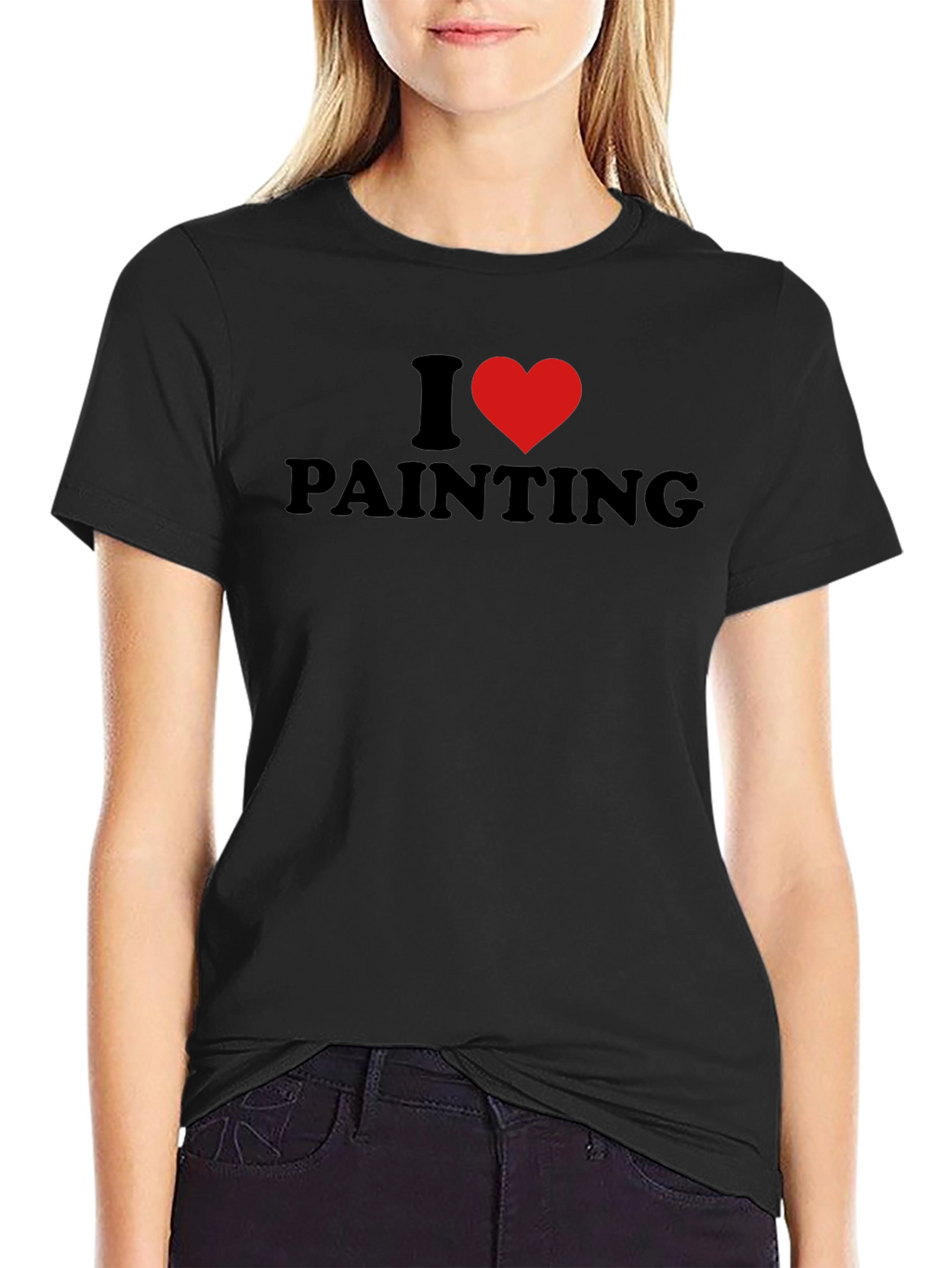 I Heart Painting Graphic Tee - Black Cotton T-Shirt