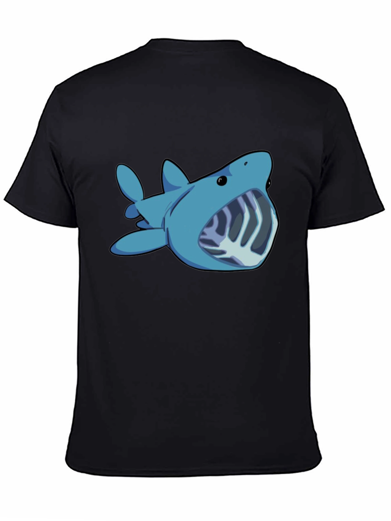Cartoon Shark Graphic Tee - Black Unisex T-Shirt