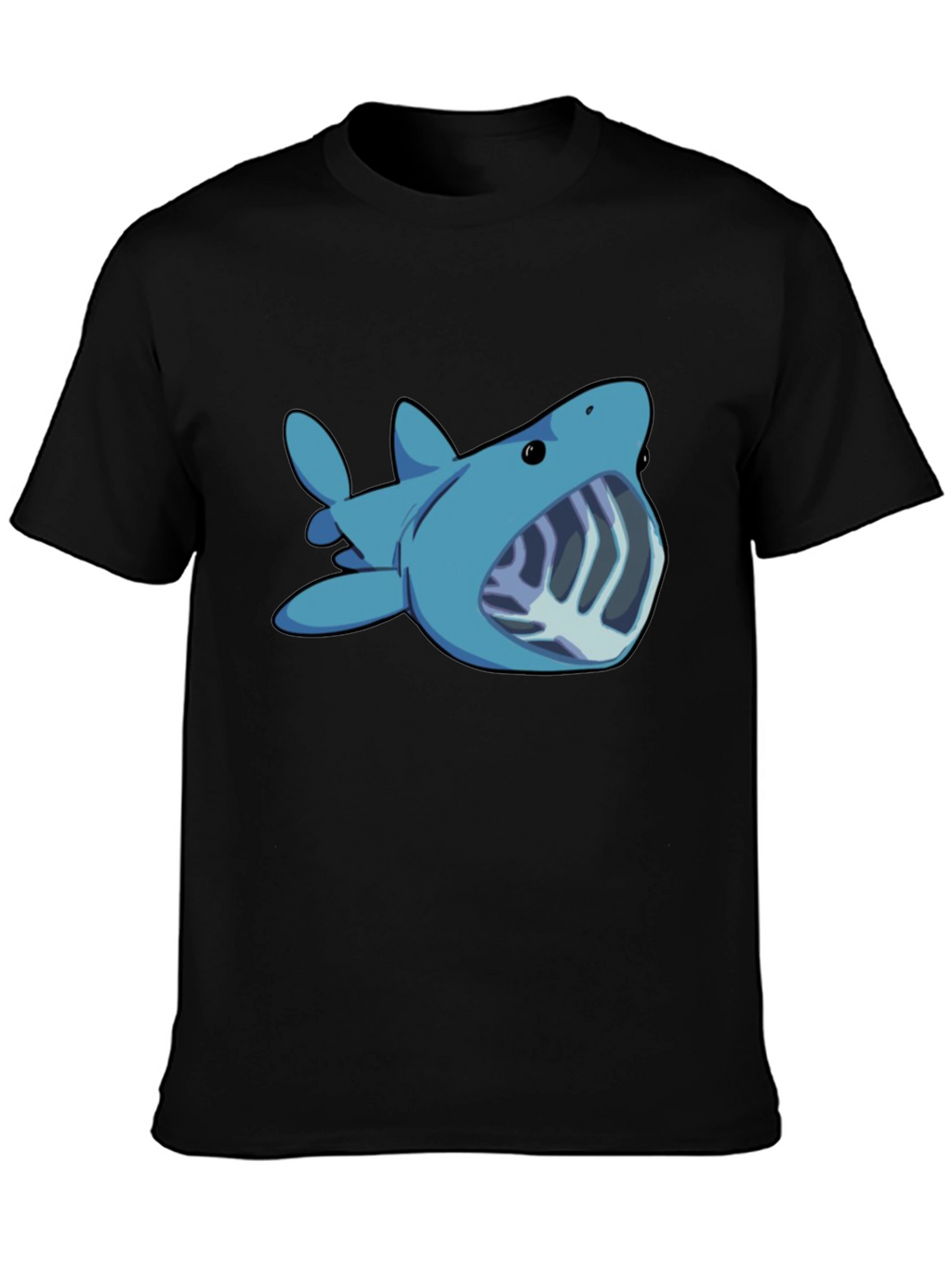 Cartoon Shark Graphic Tee - Black Unisex T-Shirt