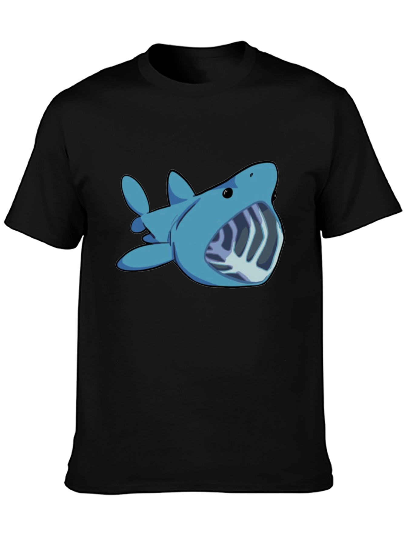 Cartoon Shark Graphic Tee - Black Unisex T-Shirt