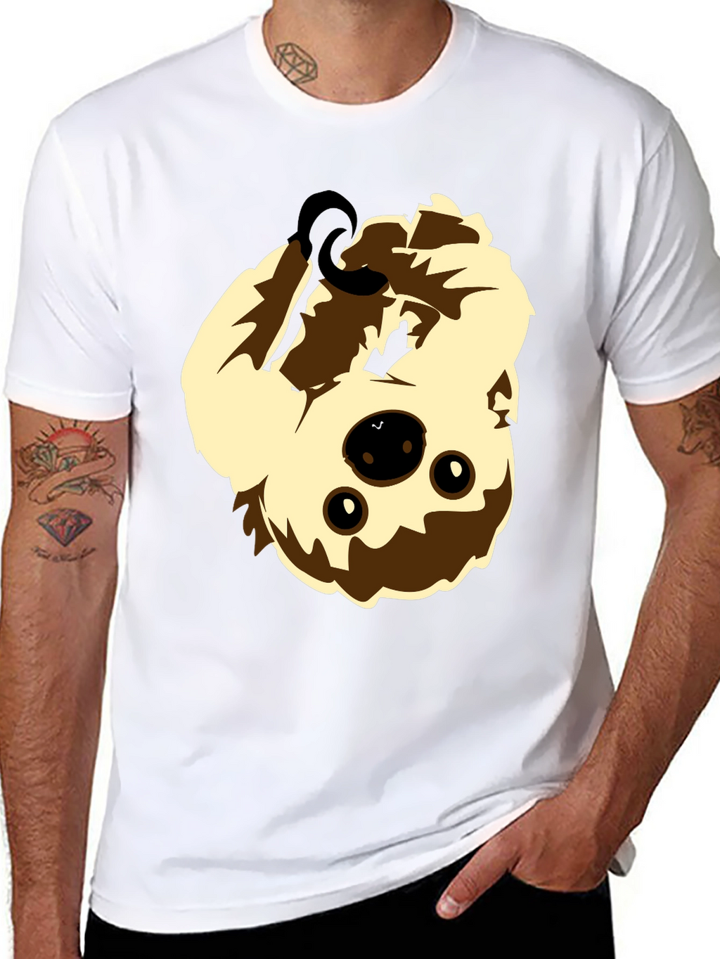 Upside Down Sloth Graphic Tee - Black Cotton Shirt