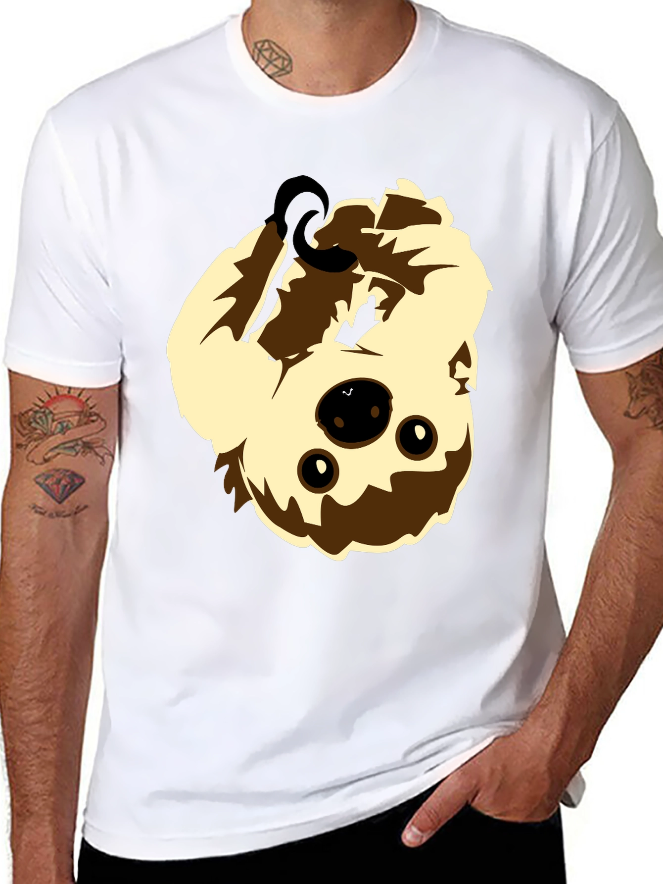 Upside Down Sloth Graphic Tee - Black Cotton Shirt