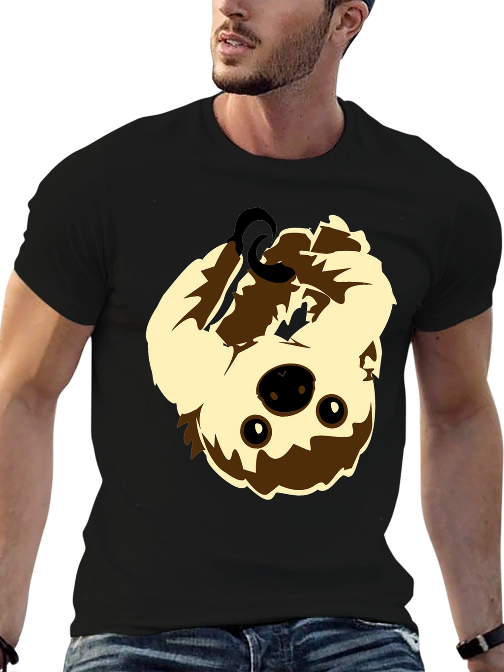 Upside Down Sloth Graphic Tee - Black Cotton Shirt