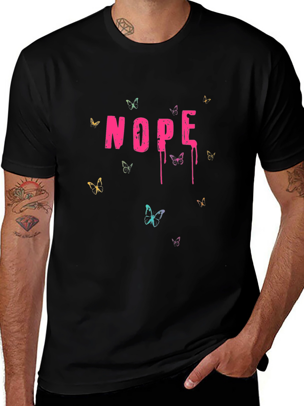 Nope Dripping Text Black T-Shirt