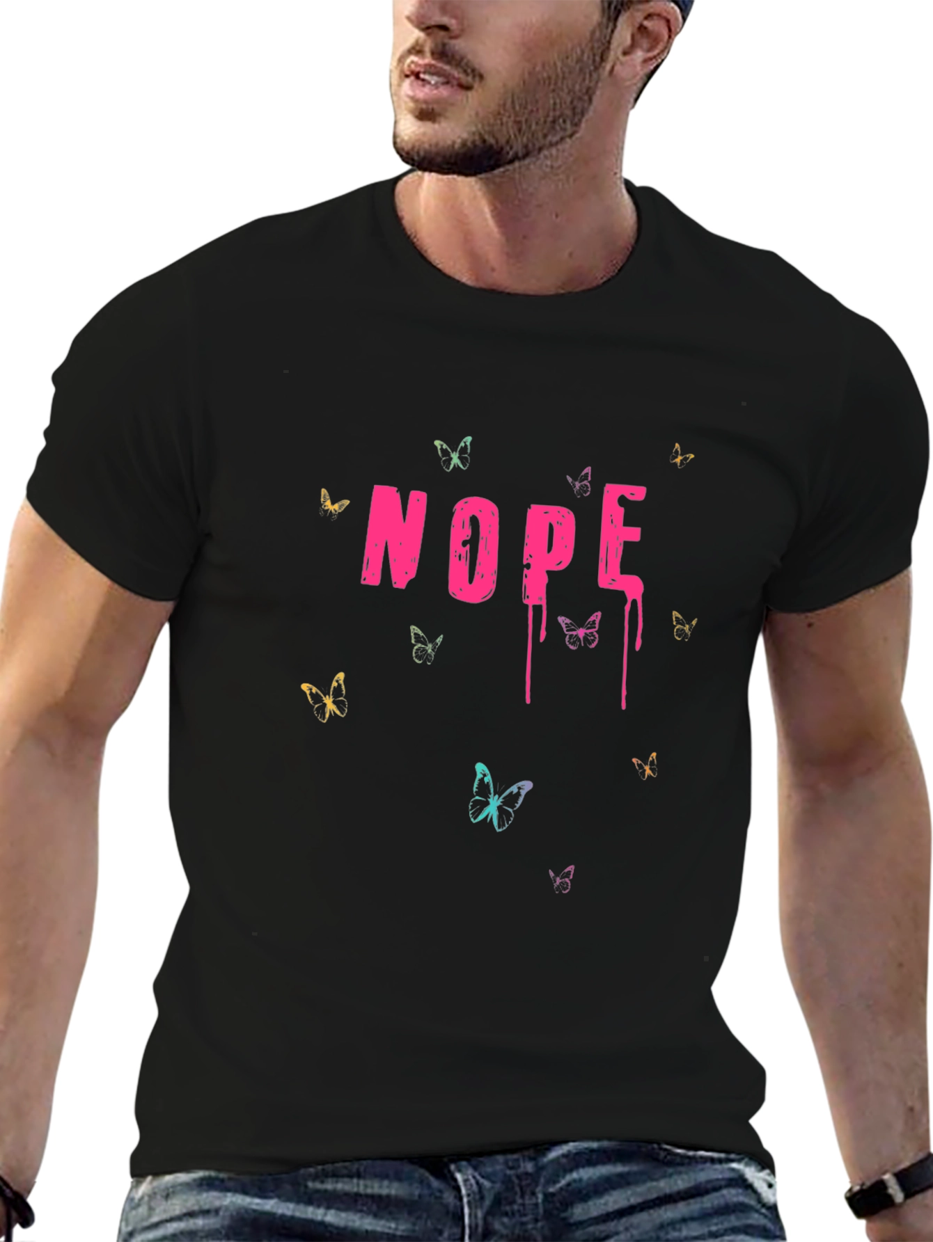 Nope Dripping Text Black T-Shirt